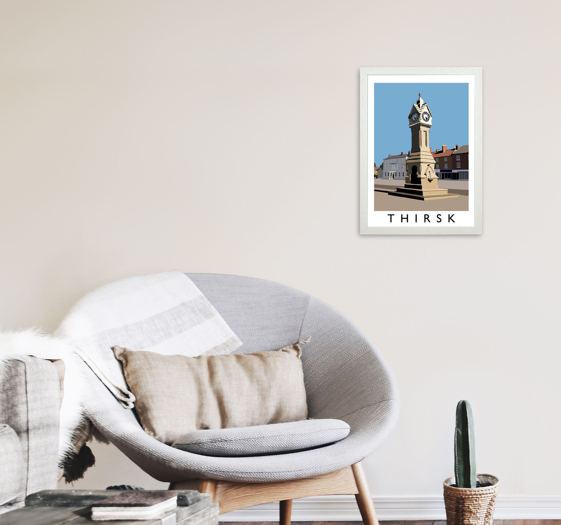 Thirsk by Richard O'Neill Yorkshire Art Print, Vintage Travel Poster A3 Oak Frame