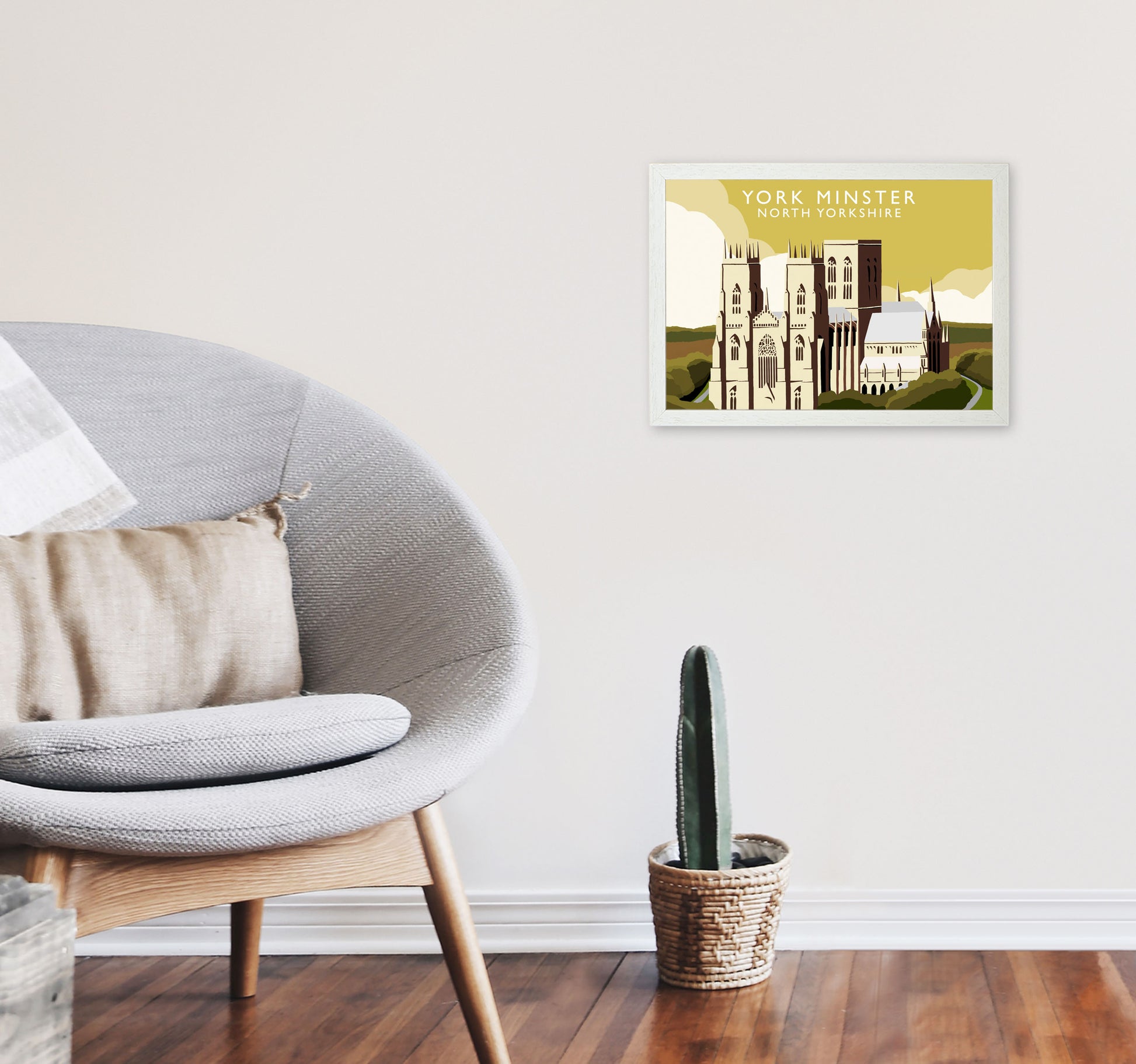 York Minster by Richard O'Neill Yorkshire Art Print, Vintage Travel Poster A3 Oak Frame