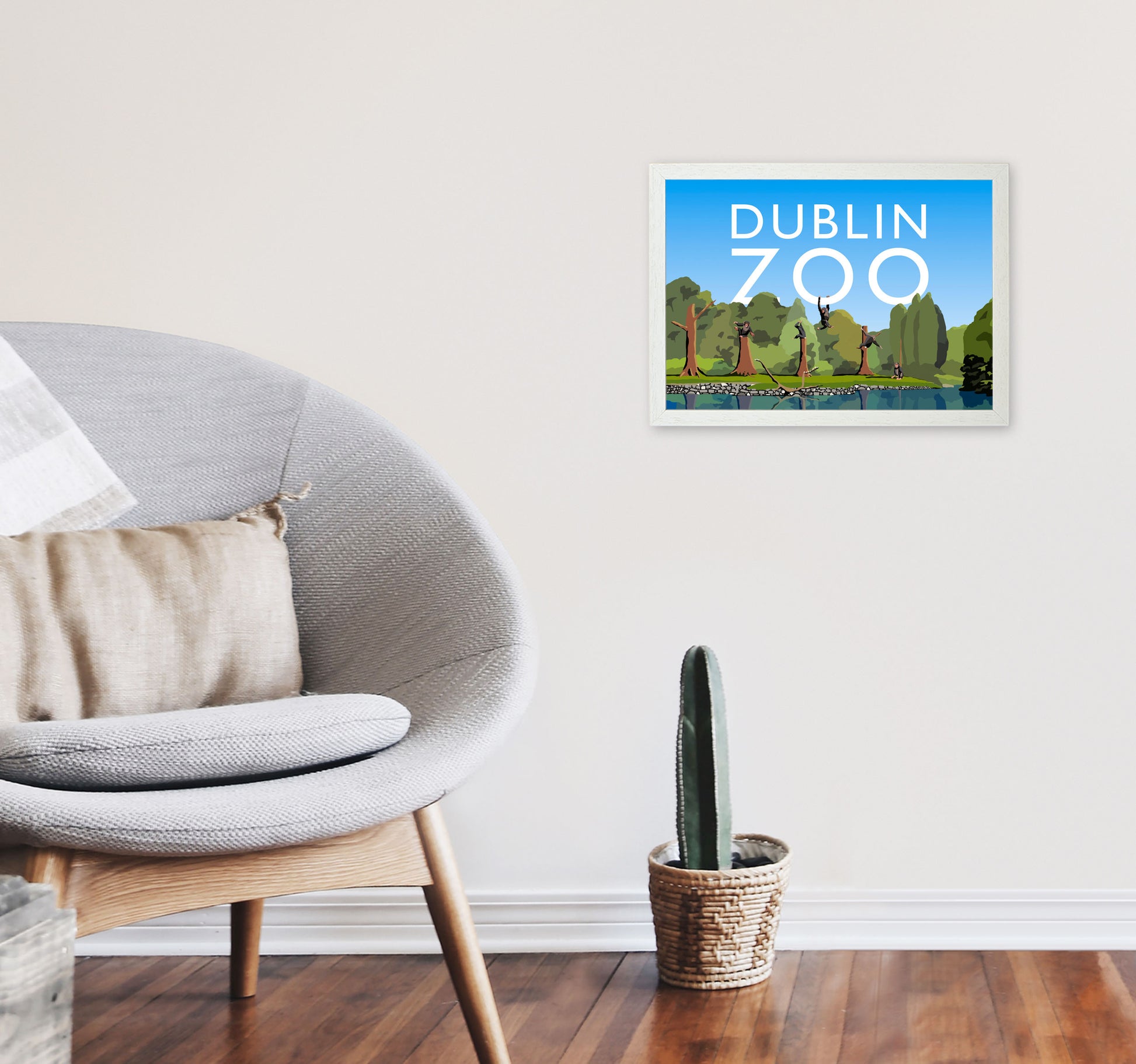 Dublin Zoo by Richard O'Neill A3 Oak Frame