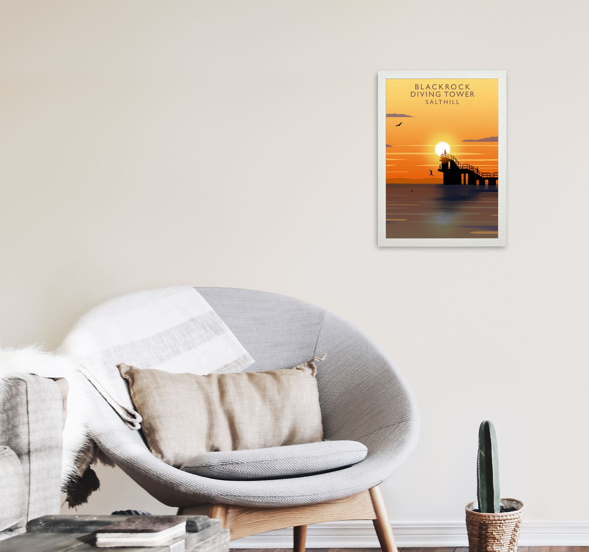 Blackrock Diving Tower (Sunset) (Portrait) by Richard O'Neill A3 Oak Frame
