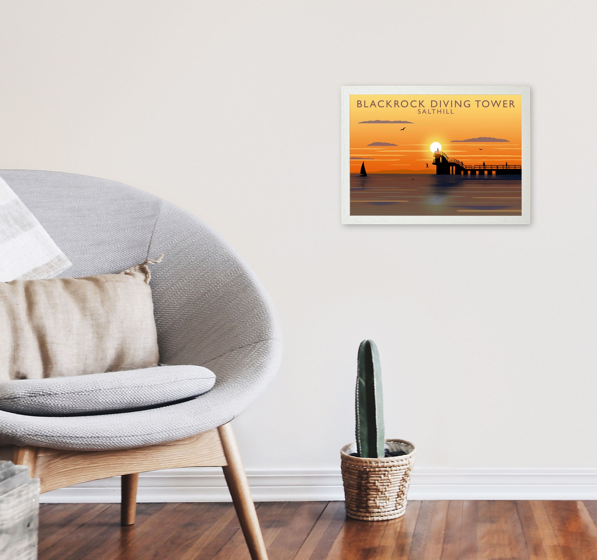 Blackrock Diving Tower (Sunset) (Landscape) by Richard O'Neill A3 Oak Frame