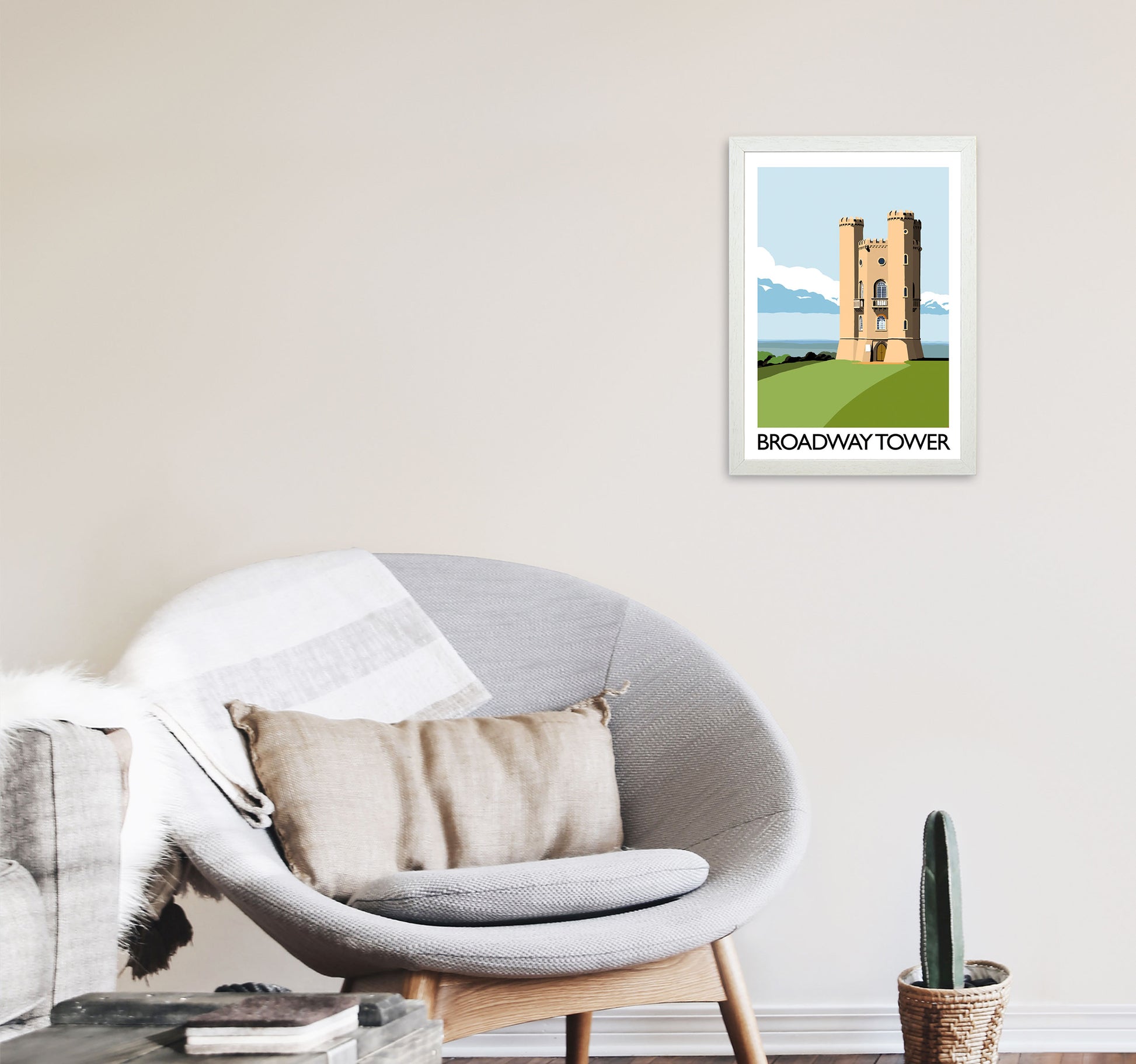 Broadway Tower Art Print by Richard O'Neill A3 Oak Frame