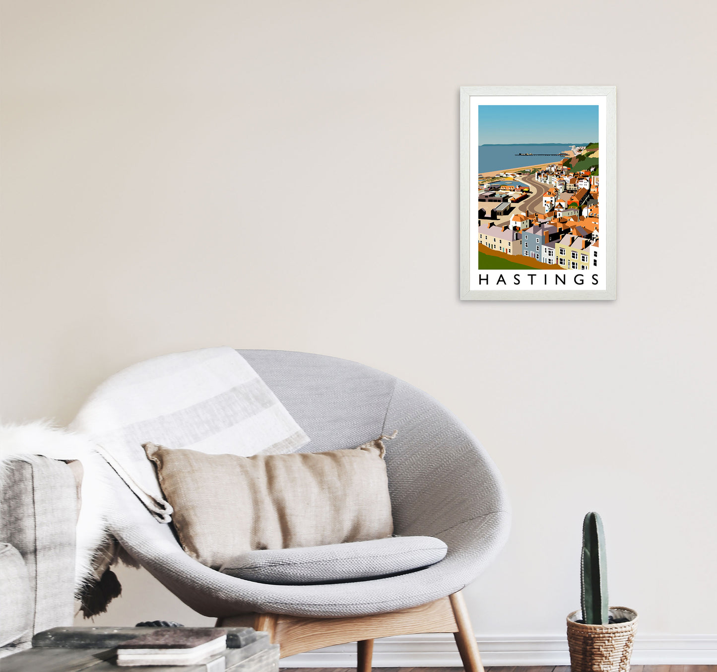 Hastings Framed Digital Art Print by Richard O'Neill A3 Oak Frame