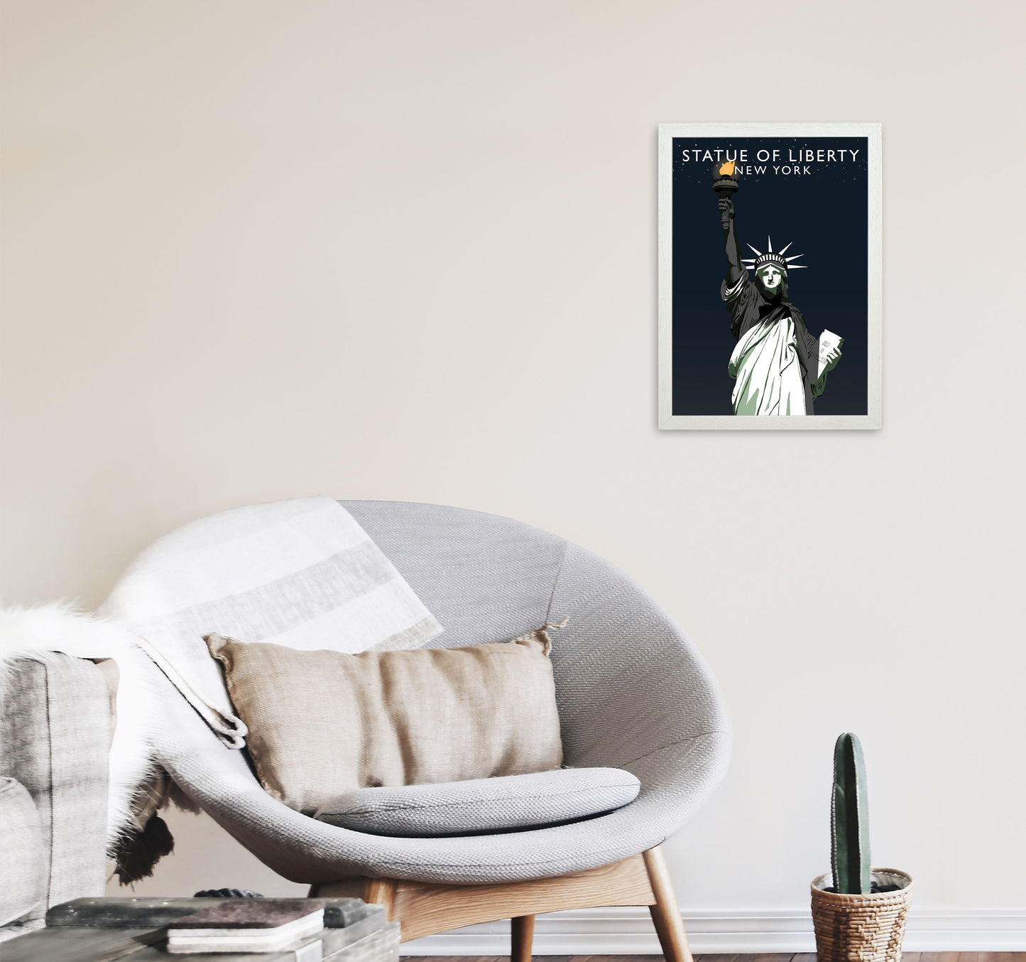 Statue of Liberty New York Art Print by Richard O'Neill A3 Oak Frame