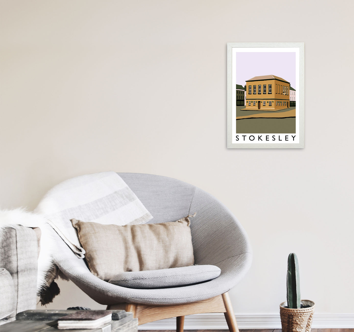 Stokesley Travel Art Print by Richard O'Neill, Framed Wall Art A3 Oak Frame