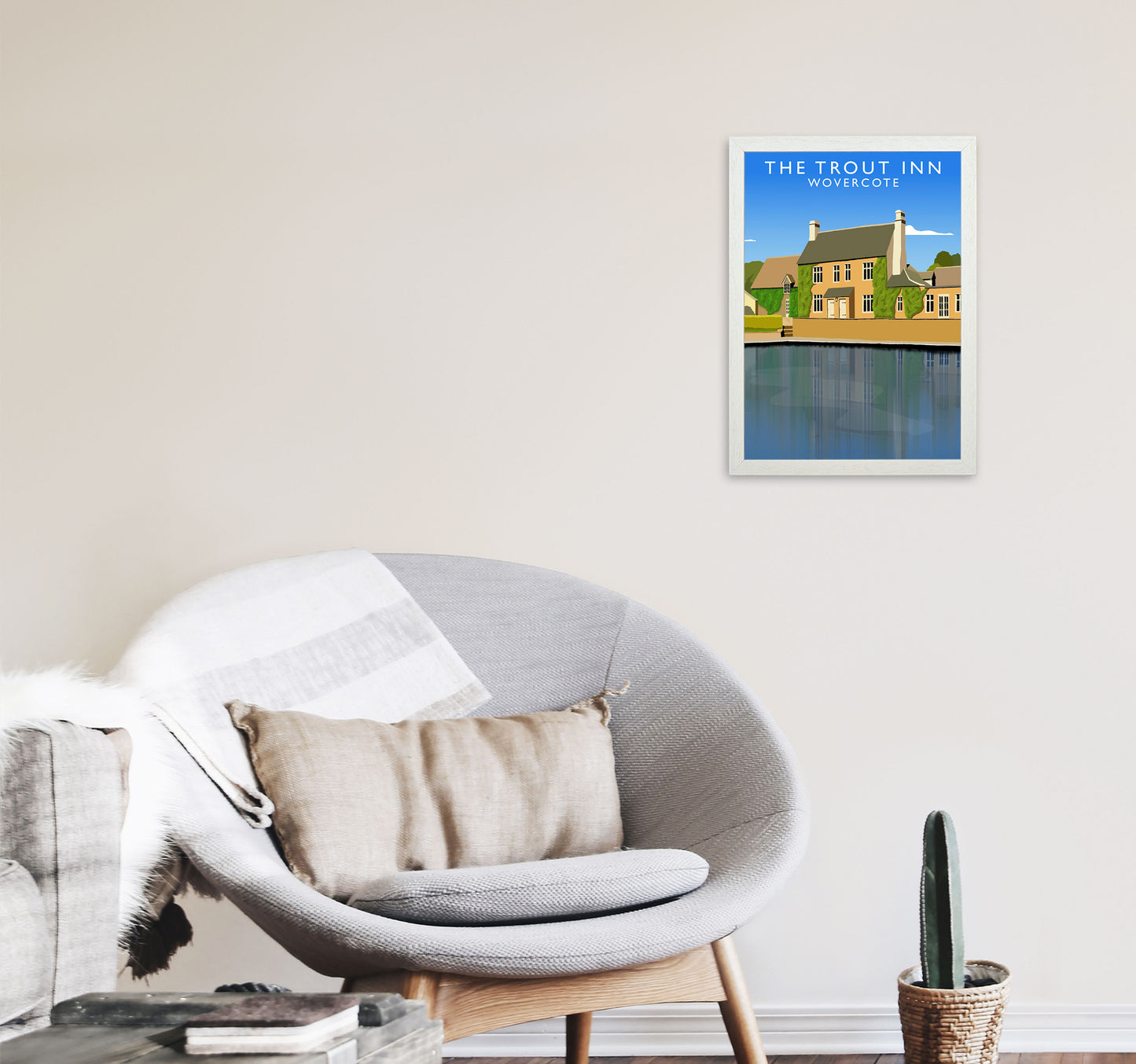 The Trout Inn Wolvercote Travel Art Print by Richard O'Neill A3 Oak Frame