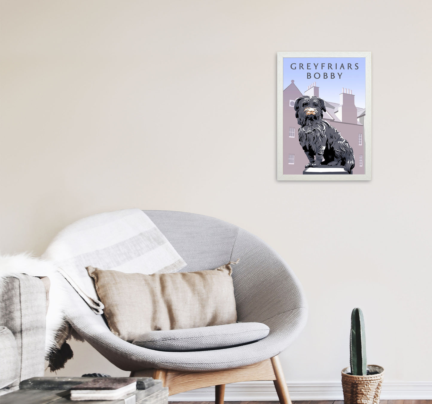 Greyfriars Bobby Portrait by Richard O'Neill A3 Oak Frame