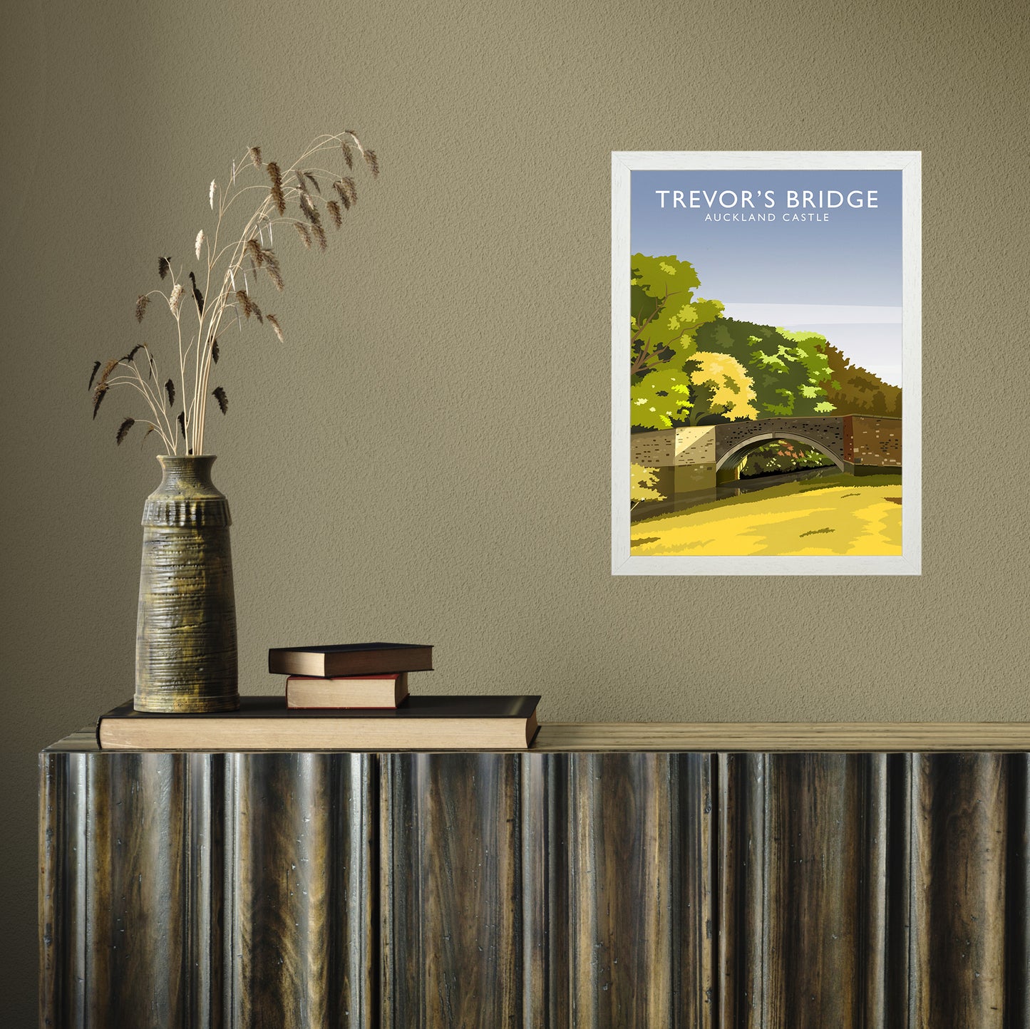 Trevor's Bridge portrait by Richard O'Neill A3 White Frame
