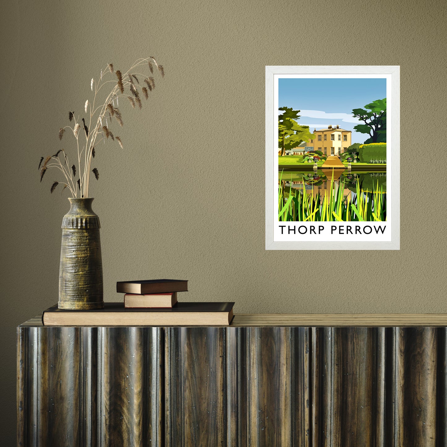Thorp Perrow portrait by Richard O'Neill A3 White Frame