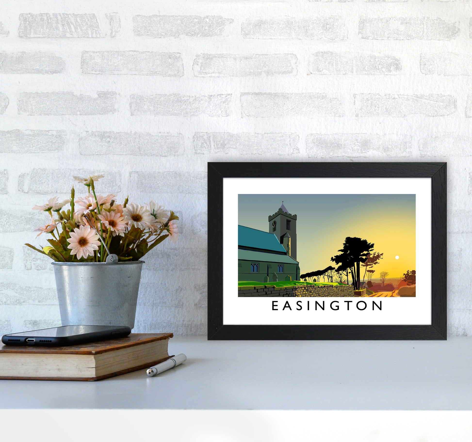 Easington Art Print by Richard O'Neill A4 White Frame