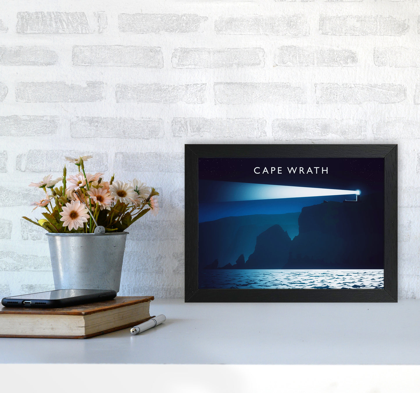 Cape Wrath Travel Art Print by Richard O'Neill A4 White Frame