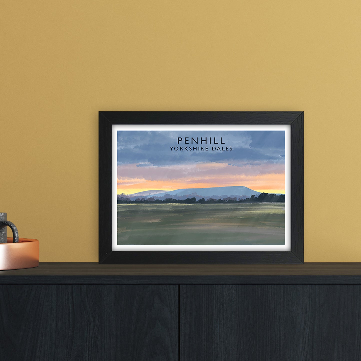 Penhill 3 Travel Art Print by Richard O'Neill A4 White Frame