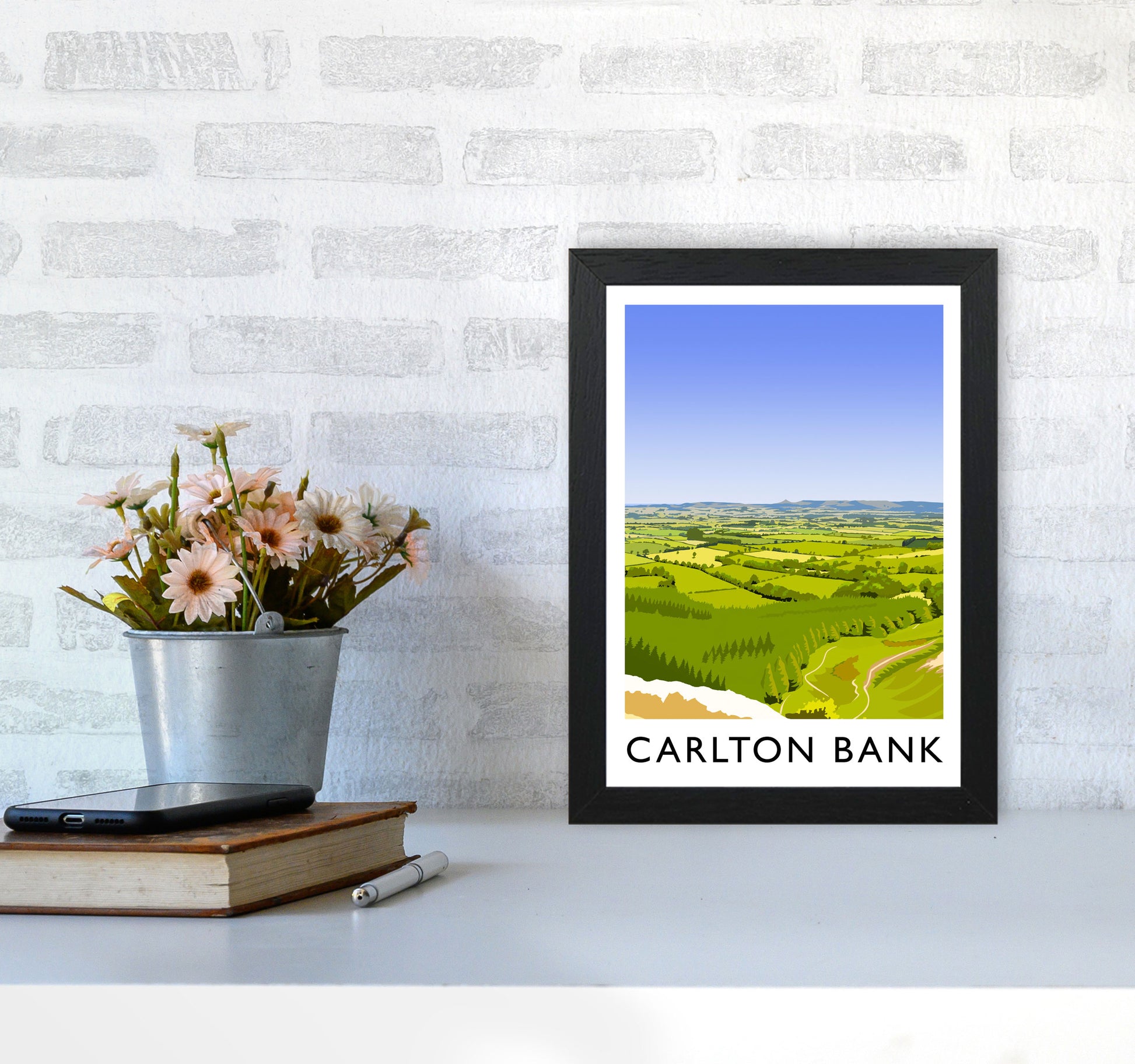 Carlton Bank portrait Travel Art Print by Richard O'Neill A4 White Frame