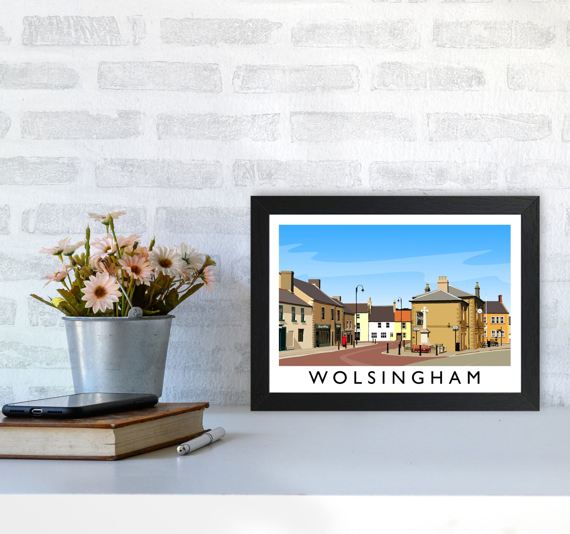 Wolsingham 2 Travel Art Print by Richard O'Neill A4 White Frame