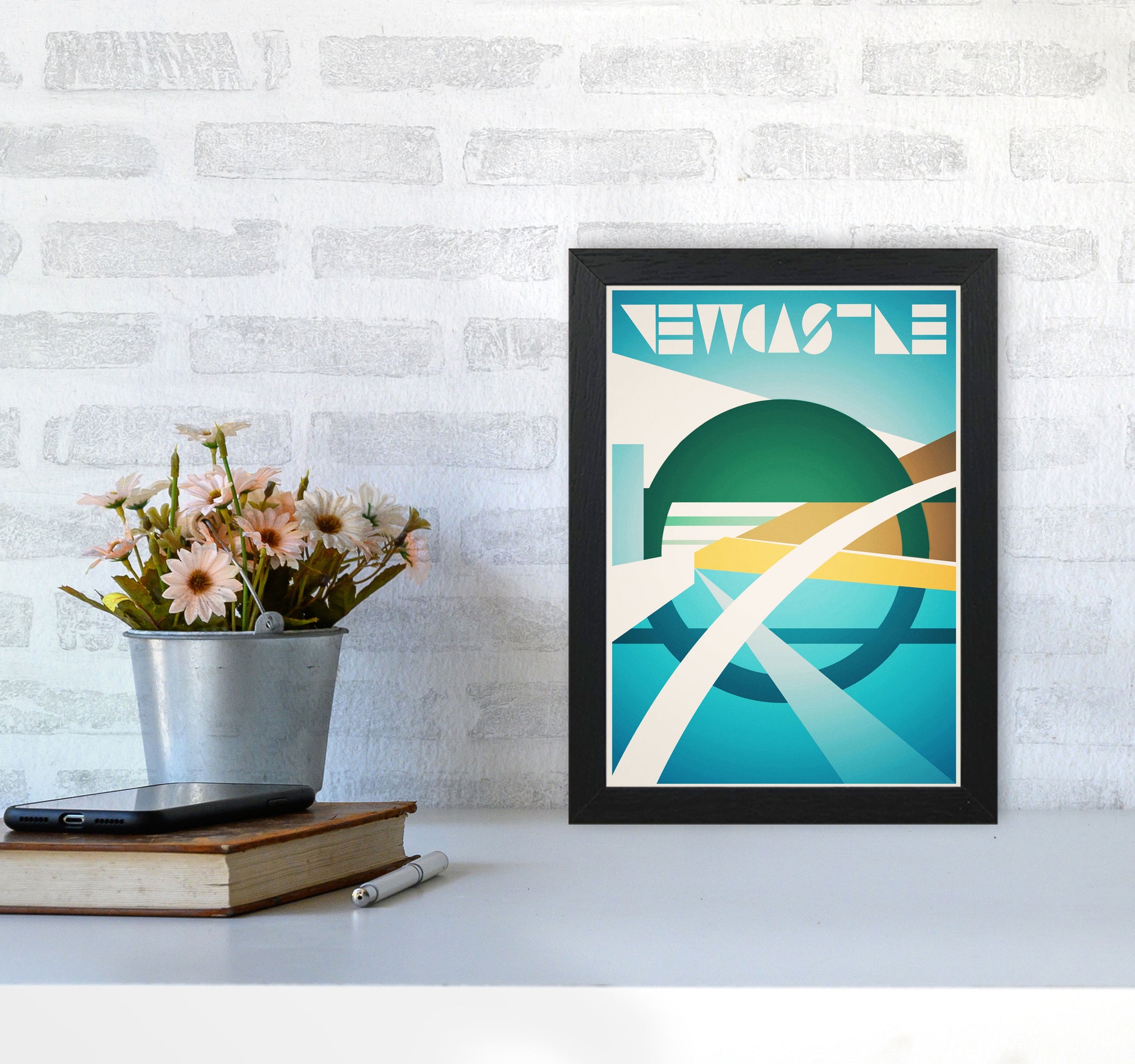 Newcastle 2 Travel Art Print by Richard O'Neill A4 White Frame