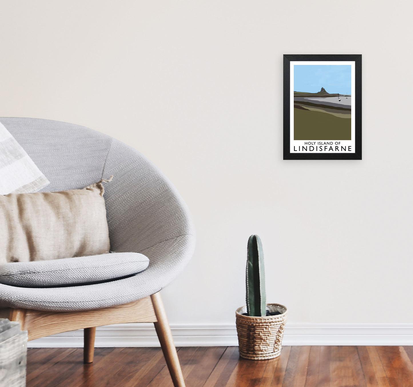 Holy Island of Lindisfarne Framed Digital Art Print by Richard O'Neill A4 White Frame