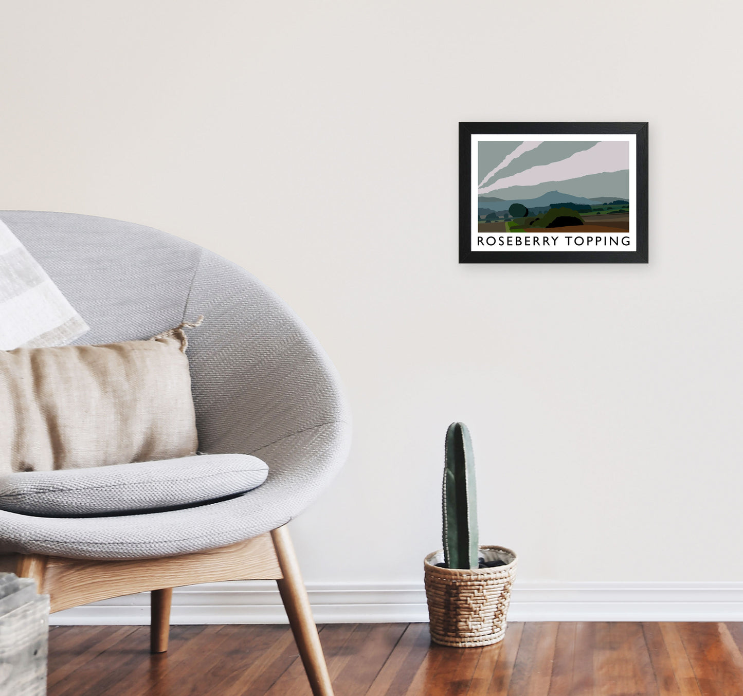 Roseberry Topping Art Print by Richard O'Neill A4 White Frame