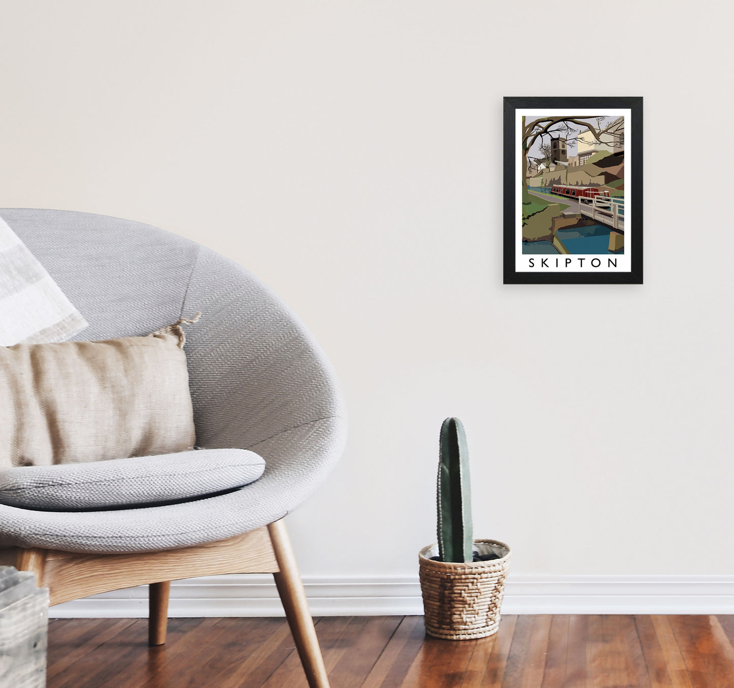 Skipton by Richard O'Neill Yorkshire Art Print, Vintage Travel Poster A4 White Frame