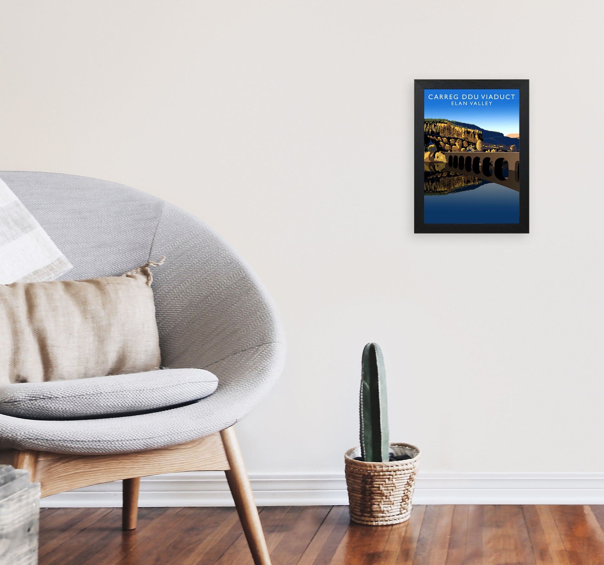 Carreg Ddu Viaduct by Richard O'Neill A4 White Frame