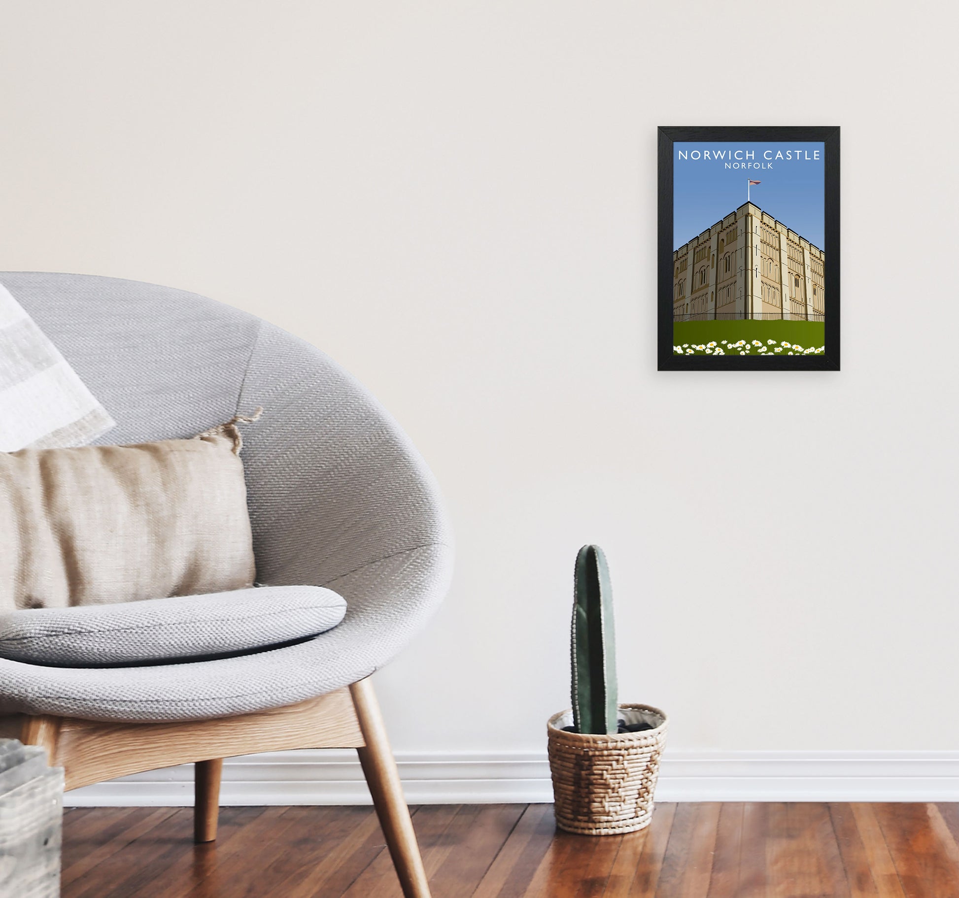 Norwich Castle by Richard O'Neill A4 White Frame