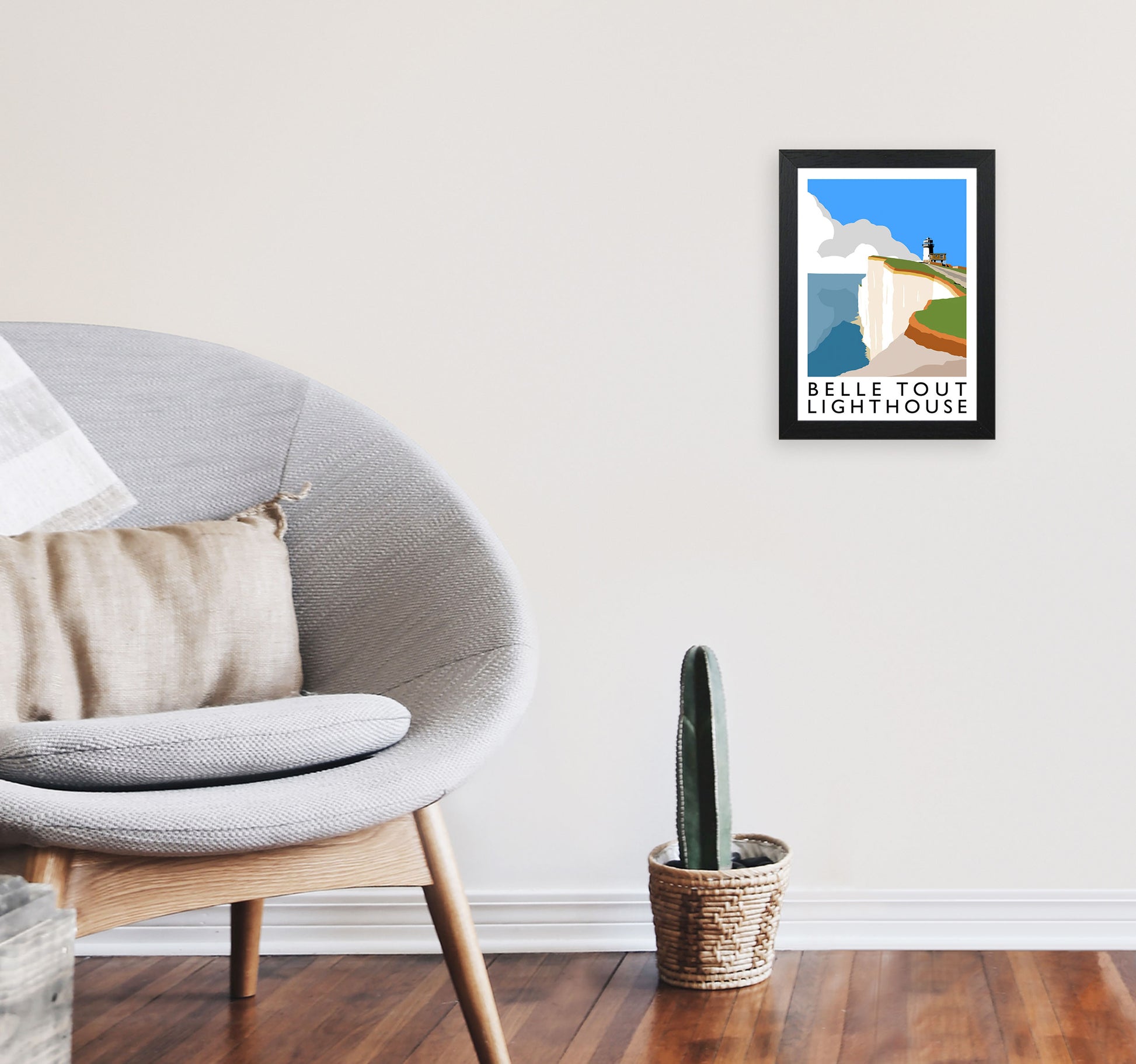 Belle Tout Lighthouse Framed Digital Art Print by Richard O'Neill A4 White Frame
