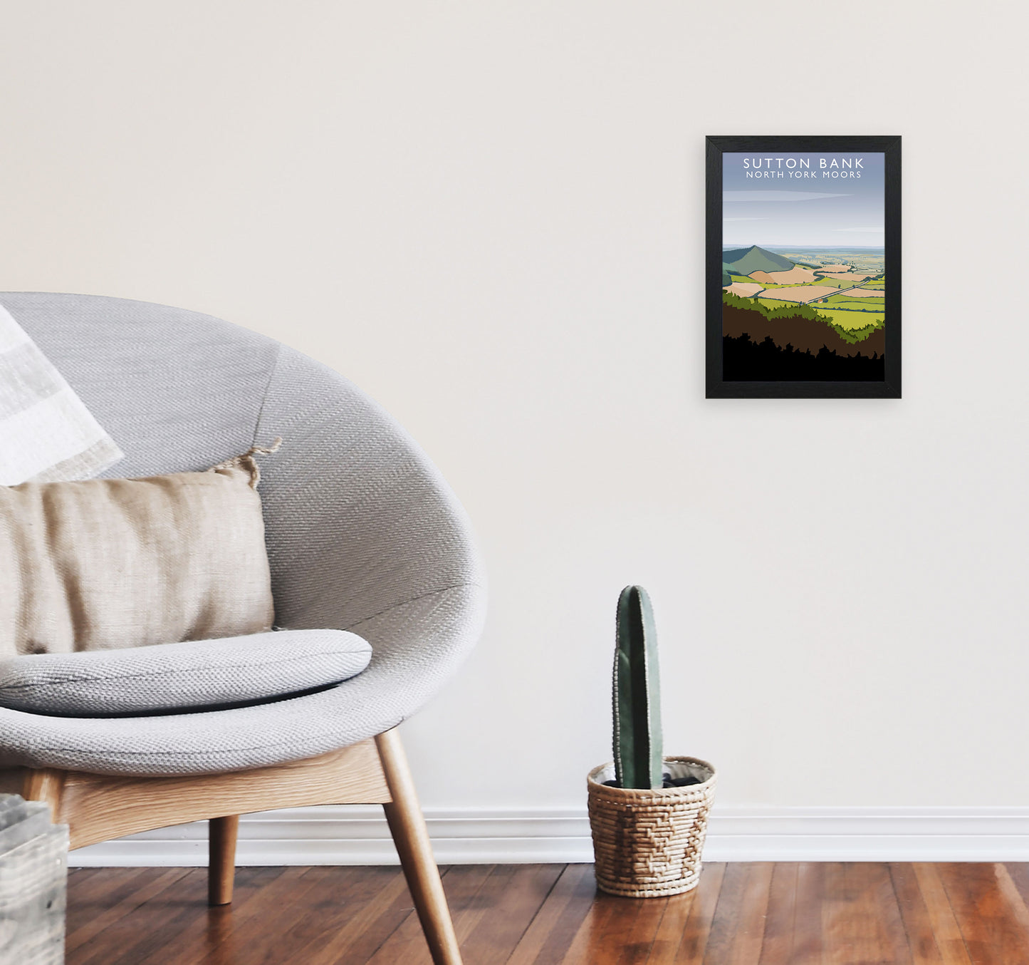 Sutton Bank (Portrait) by Richard O'Neill Yorkshire Art Print, Travel Poster A4 White Frame