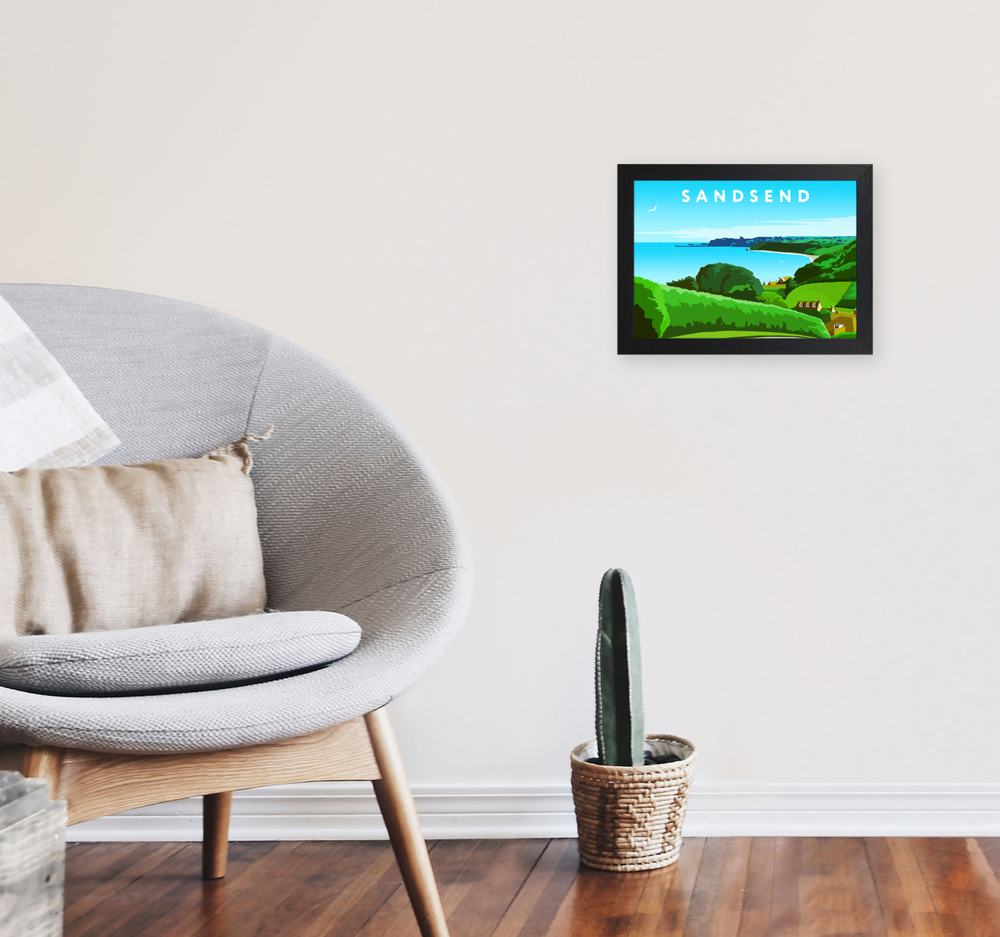 Sandsend Art Print by Richard O'Neill A4 White Frame