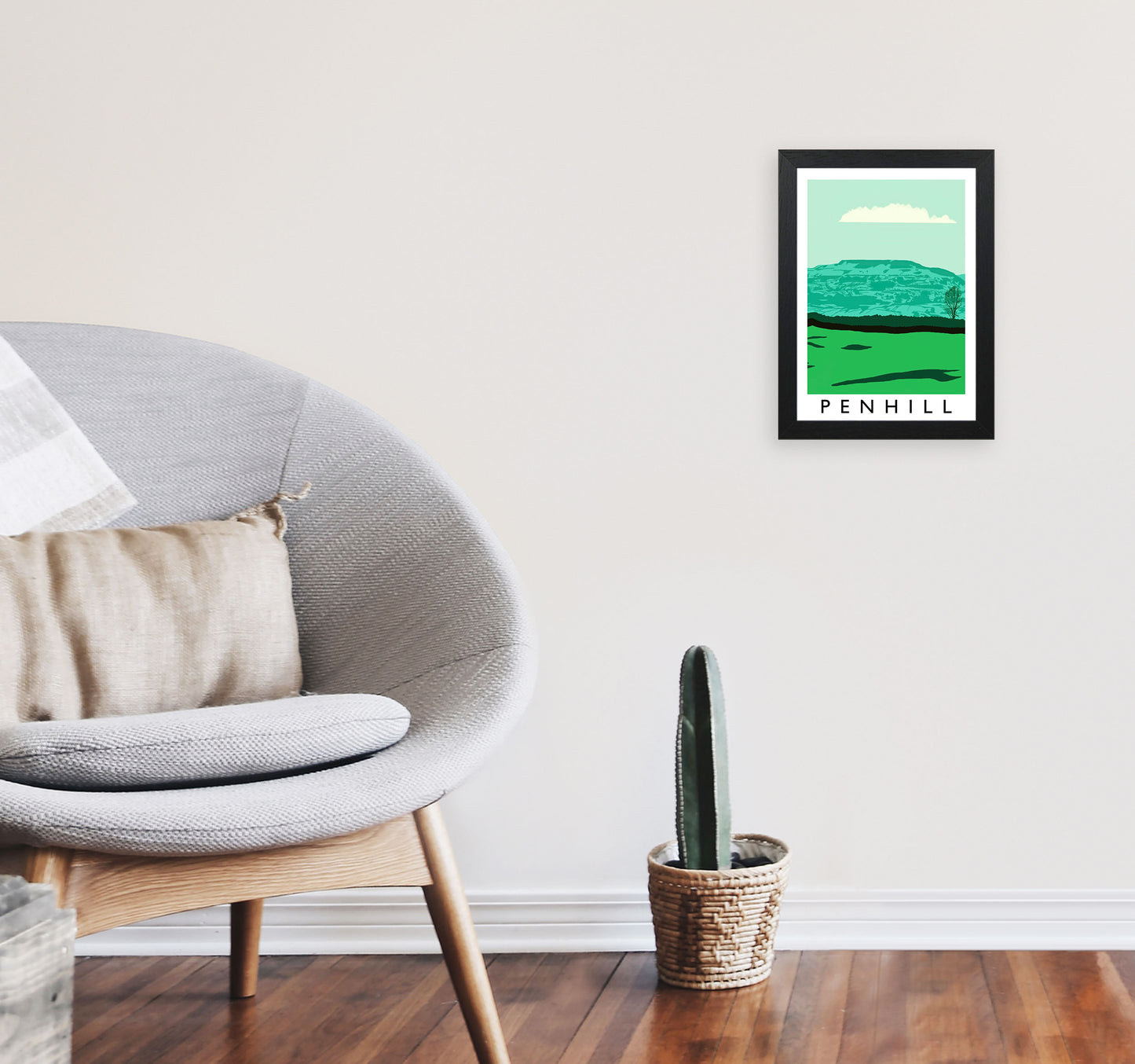 Penhill Digital Art Print by Richard O'Neill, Framed Wall Art A4 White Frame