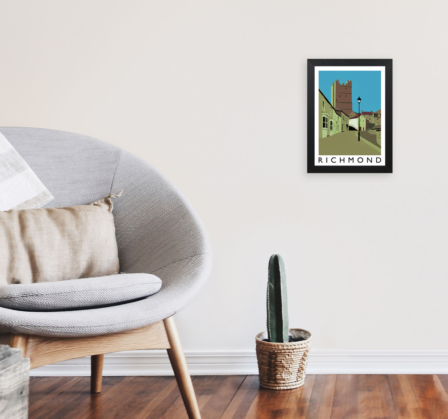 Richmond Travel Art Print by Richard O'Neill, Framed Wall Art A4 White Frame