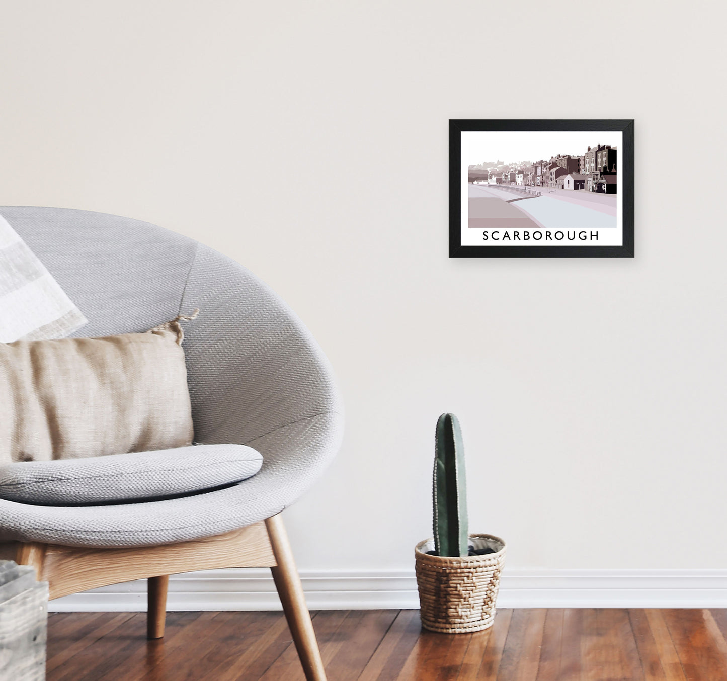 Scarborough Travel Art Print by Richard O'Neill, Framed Wall Art A4 White Frame