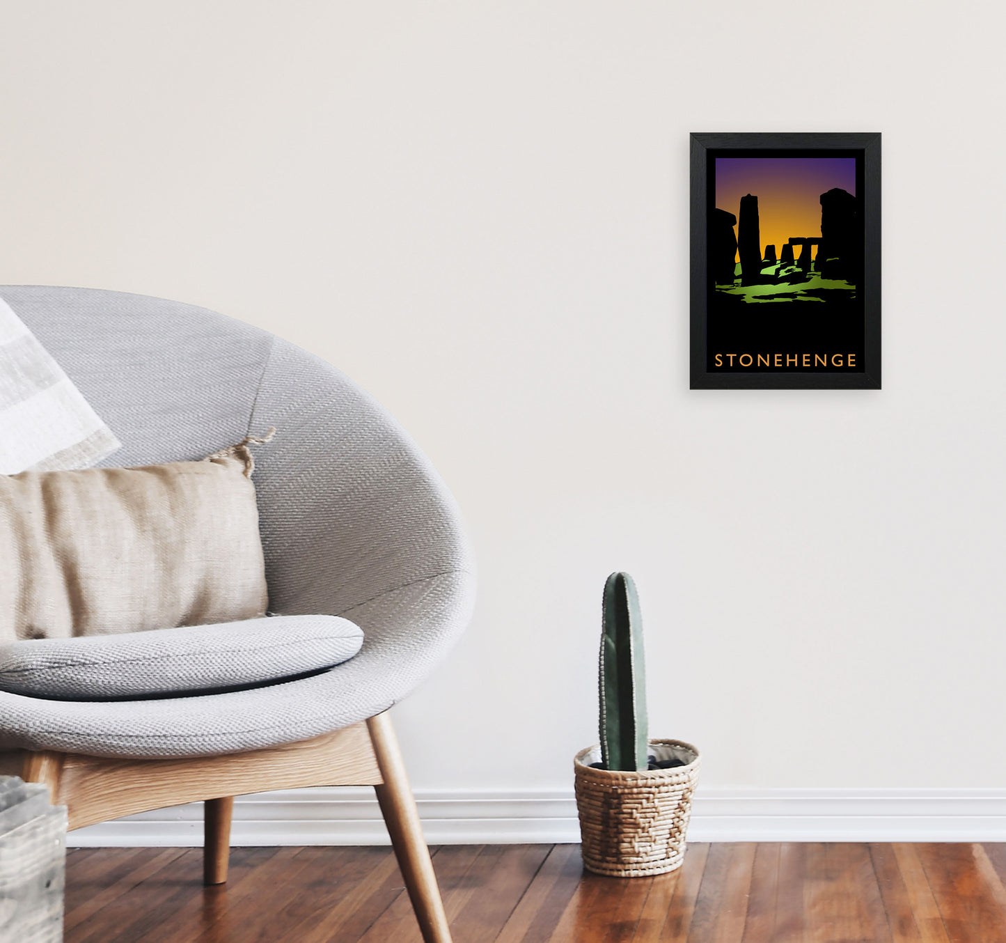 Stonehenge Travel Art Print by Richard O'Neill, Framed Wall Art A4 White Frame