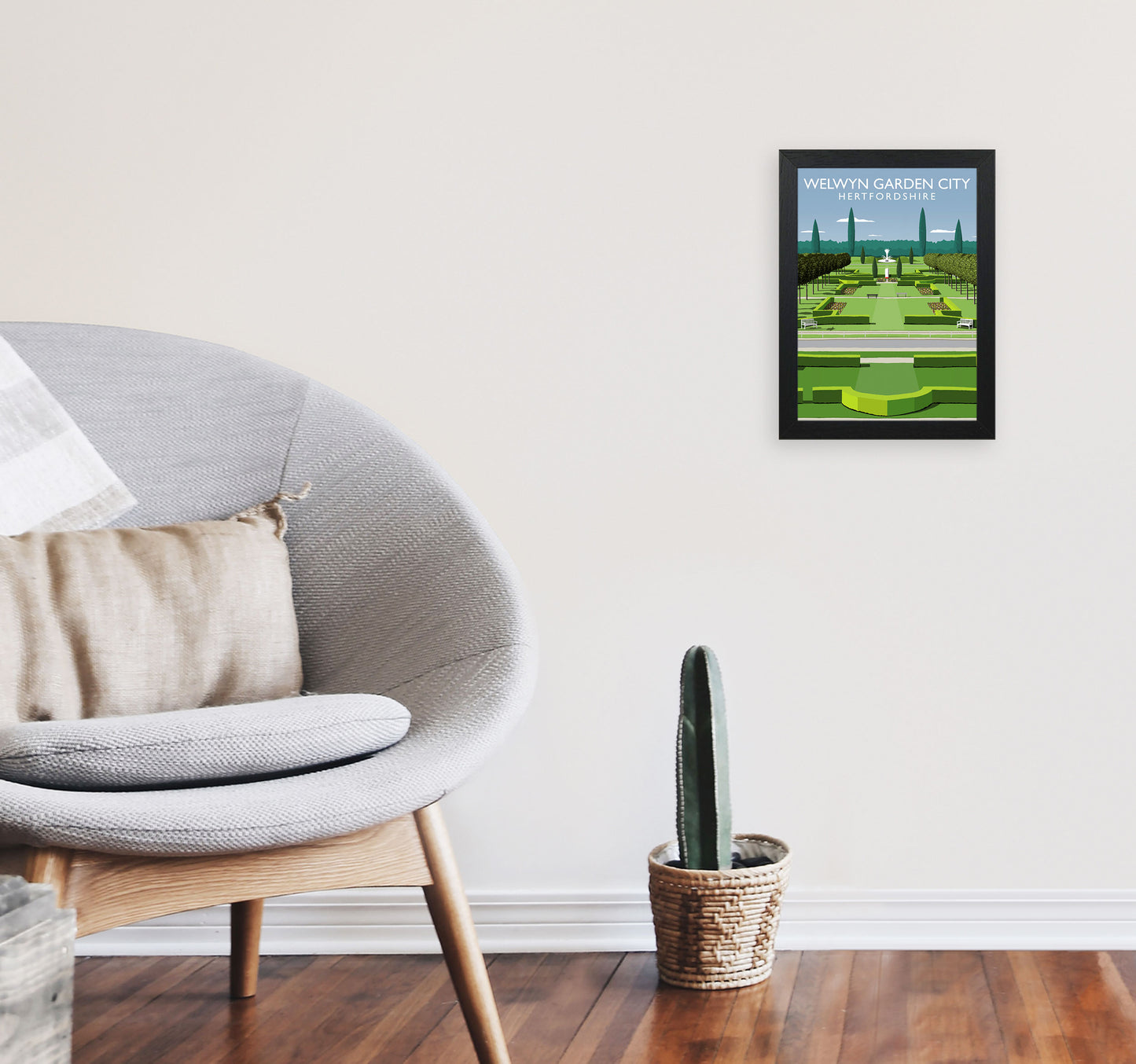 Welwyn Garden City Hertfordshire Travel Art Print by Richard O'Neill A4 White Frame