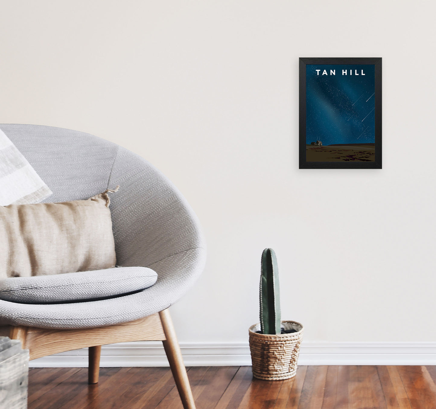 Tan Hill Travel Art Print by Richard O'Neill, Framed Wall Art A4 White Frame