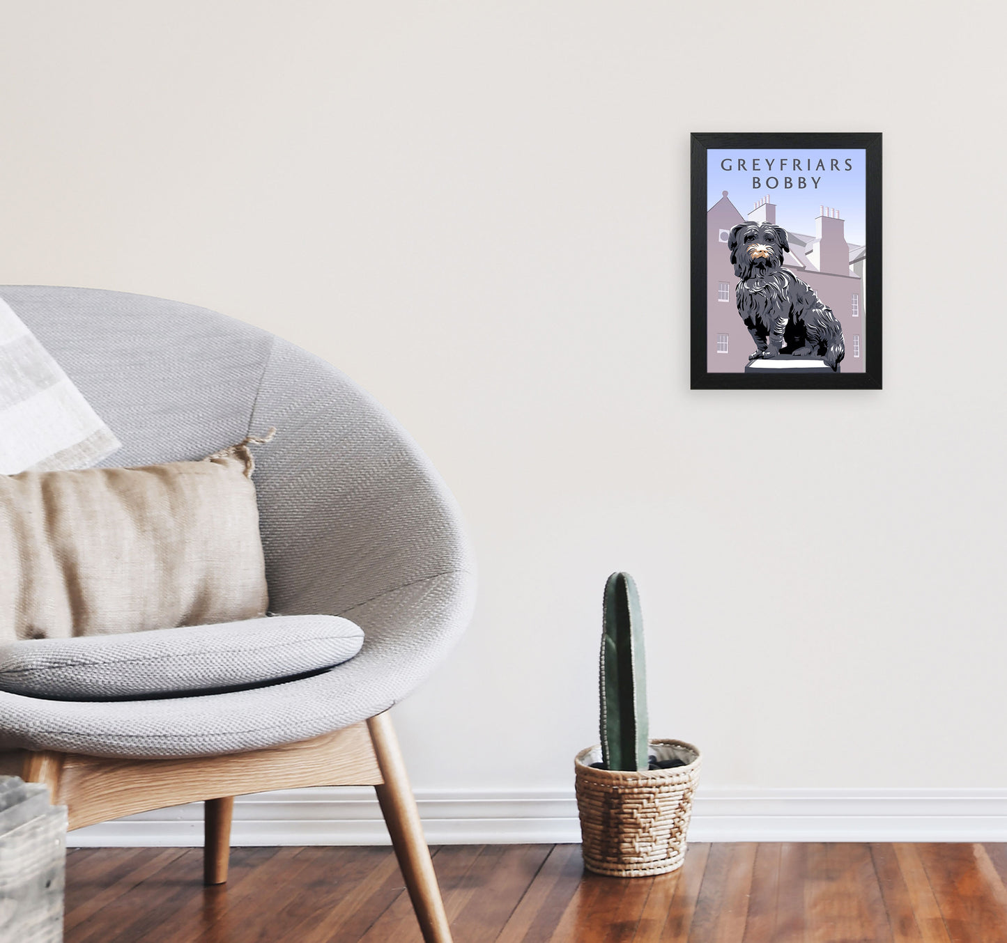 Greyfriars Bobby Portrait by Richard O'Neill A4 White Frame