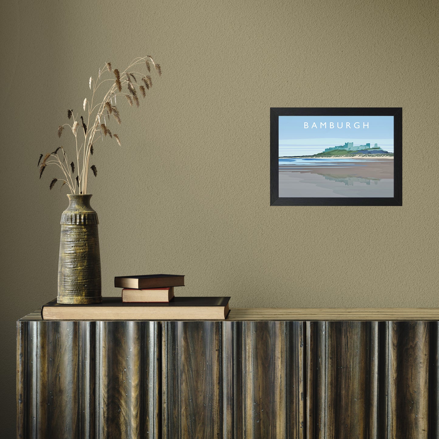Bamburgh by Richard O'Neill A4 Black Frame