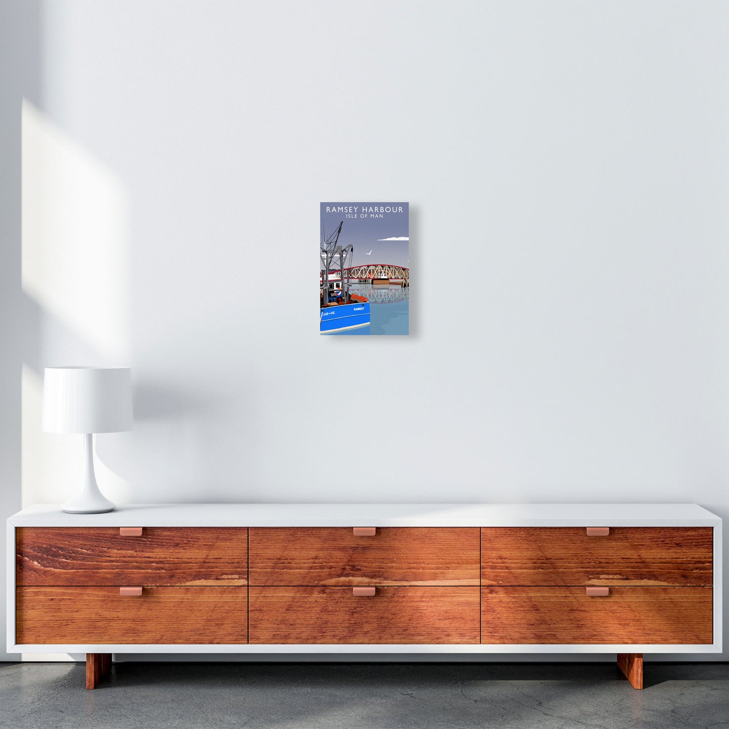 Ramsley Harbour Isle of Man Art Print by Richard O'Neill A4 Canvas