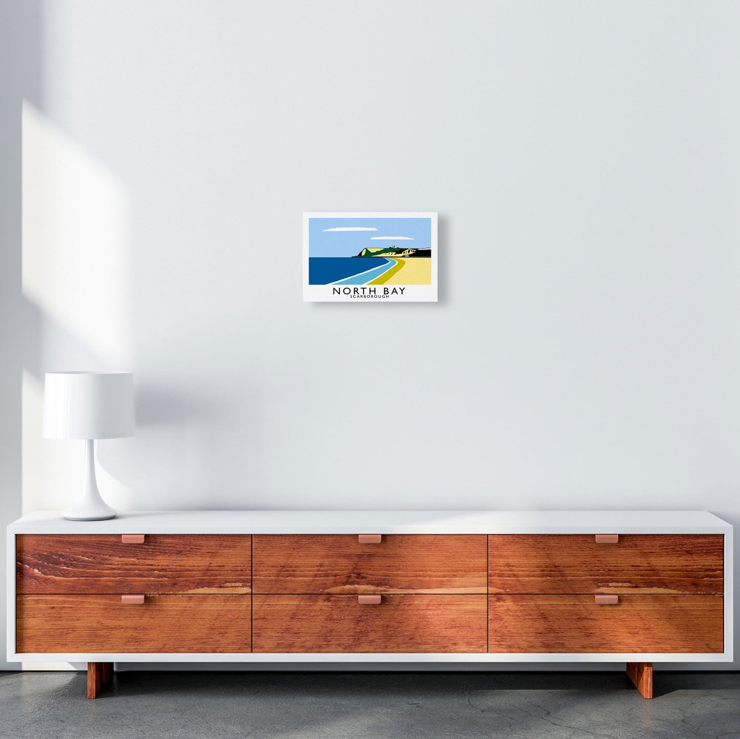 North Bay Scarborough Travel Art Print by Richard O'Neill, Framed Wall Art A4 Canvas