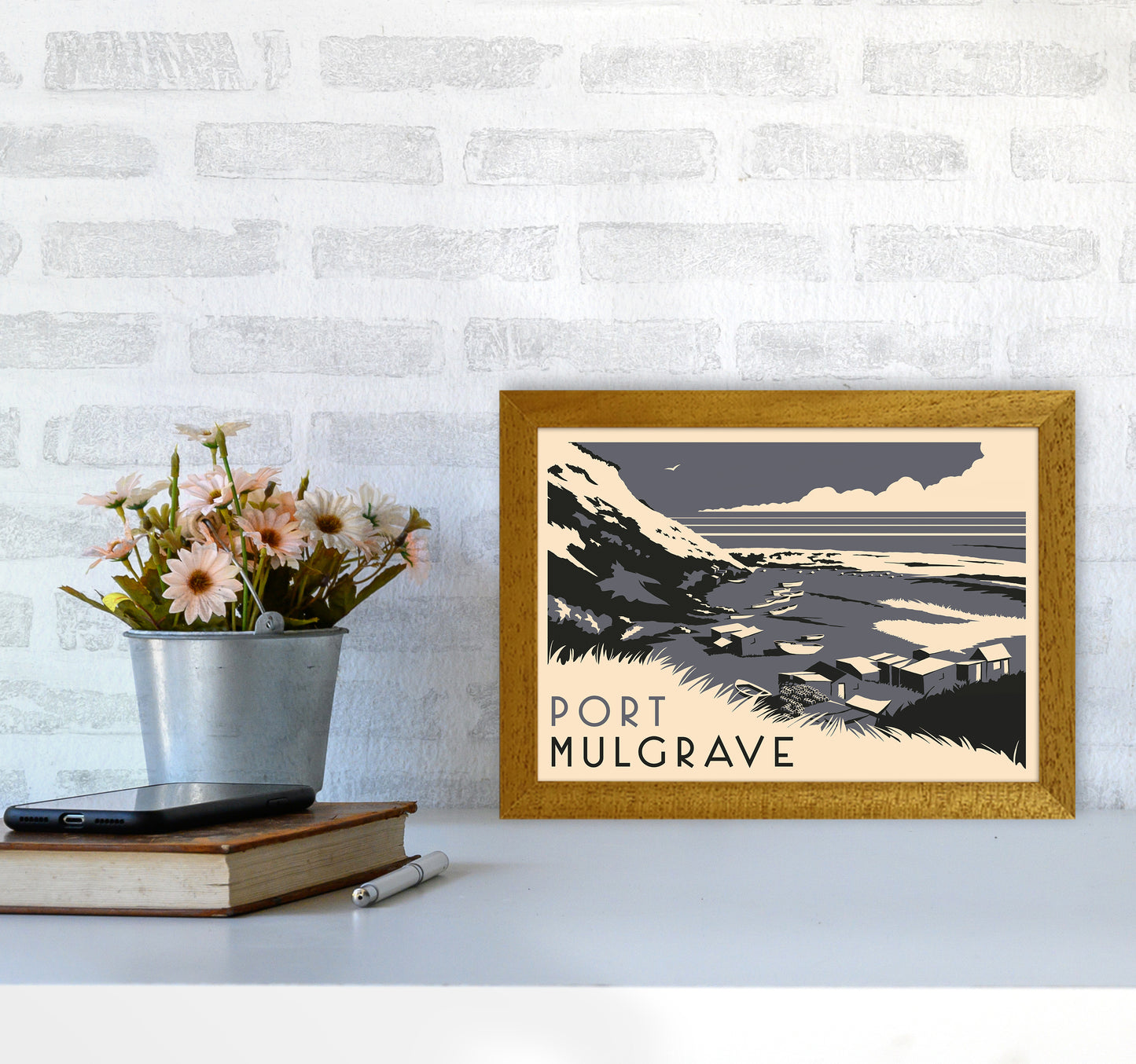 Port Mulgrave Travel Art Print by Richard O'Neill A4 Print Only