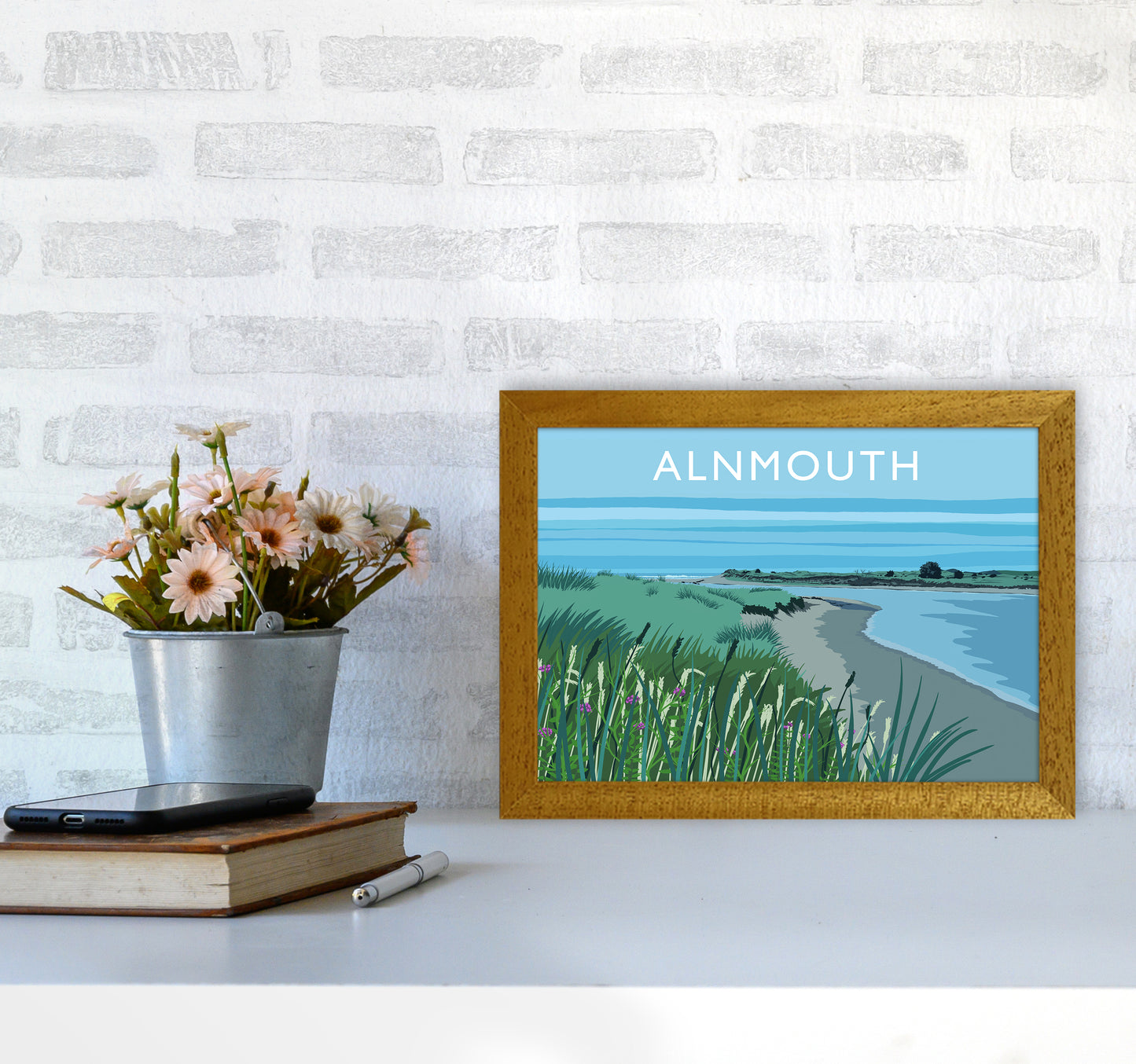 Alnmouth Travel Art Print by Richard O'Neill A4 Print Only