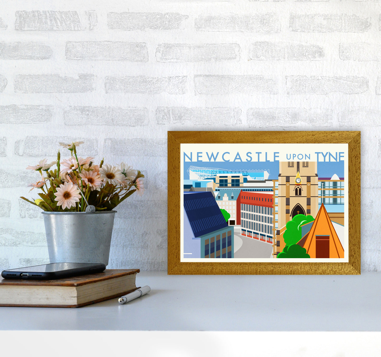 Newcastle upon Tyne 2 (Day) landscape Travel Art Print by Richard O'Neill A4 Print Only