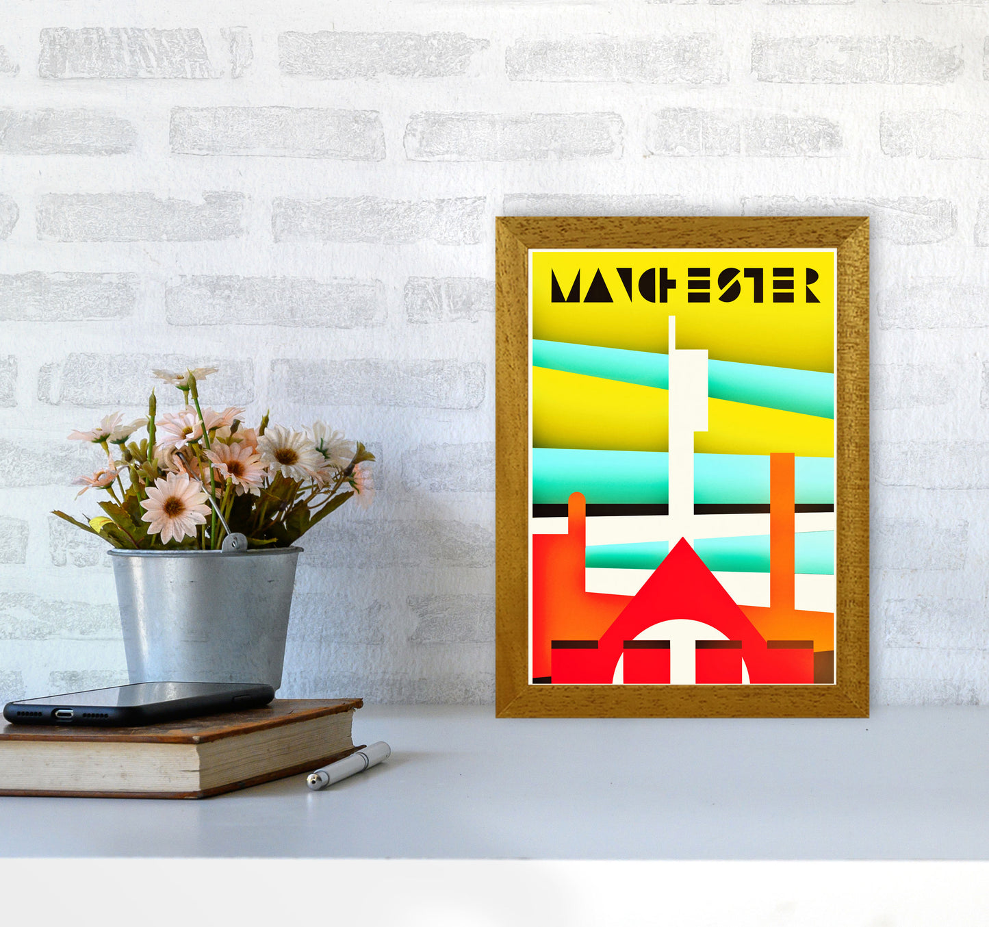 Manchester Travel Art Print by Richard O'Neill A4 Print Only