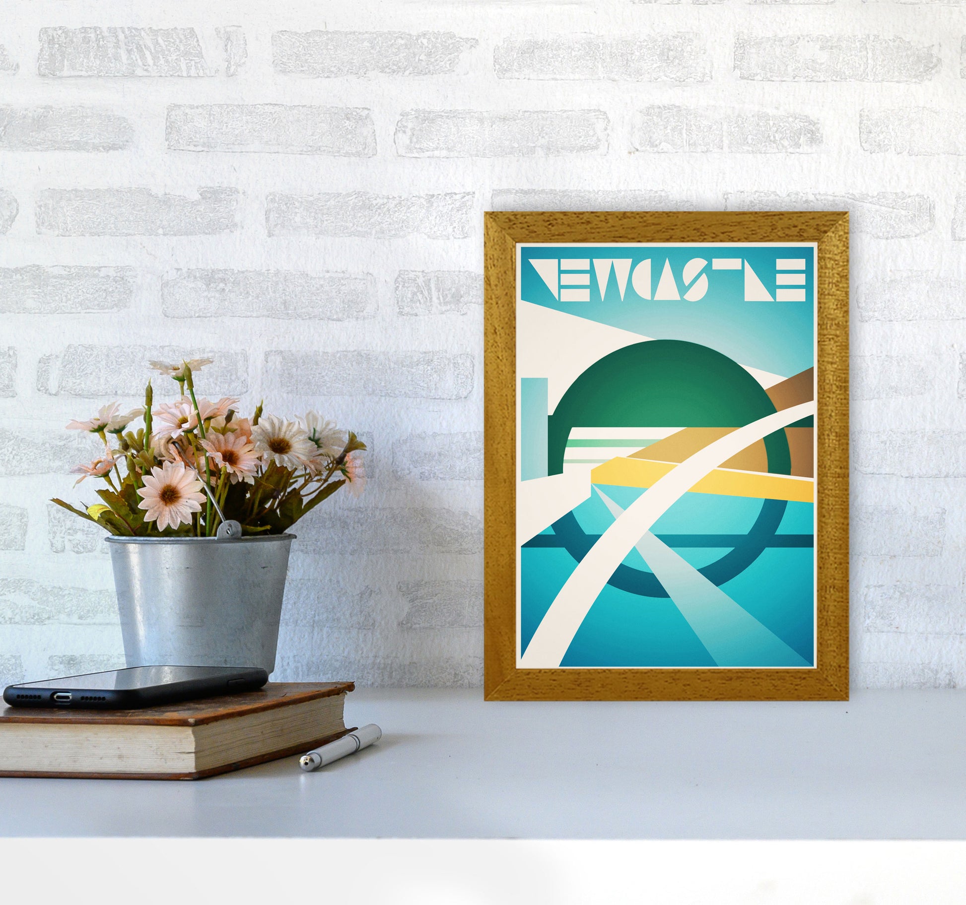 Newcastle 2 Travel Art Print by Richard O'Neill A4 Print Only