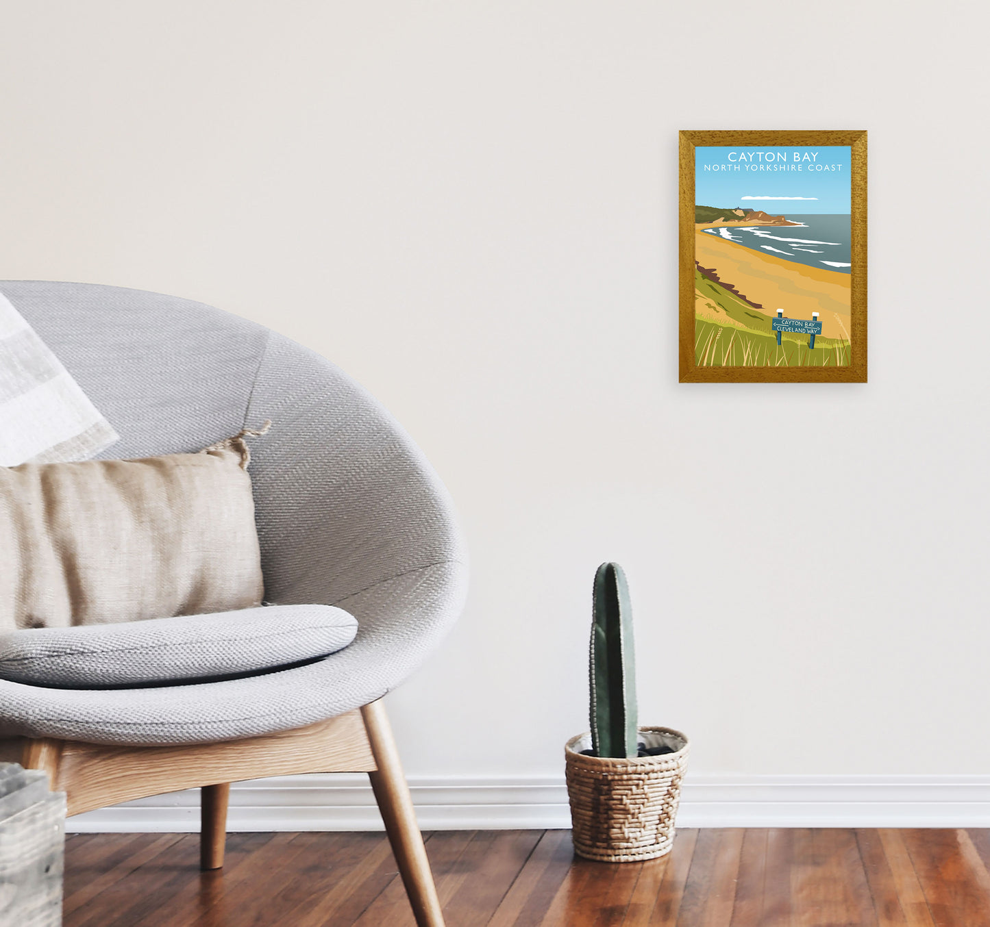 Cayton Bay North Yorkshire Coast Framed Digital Art Print by Richard O'Neill A4 Print Only