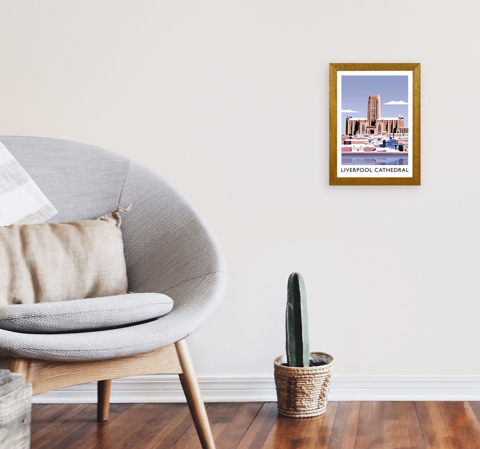 Liverpool Cathedral In Snow Portrait by Richard O'Neill A4 Print Only