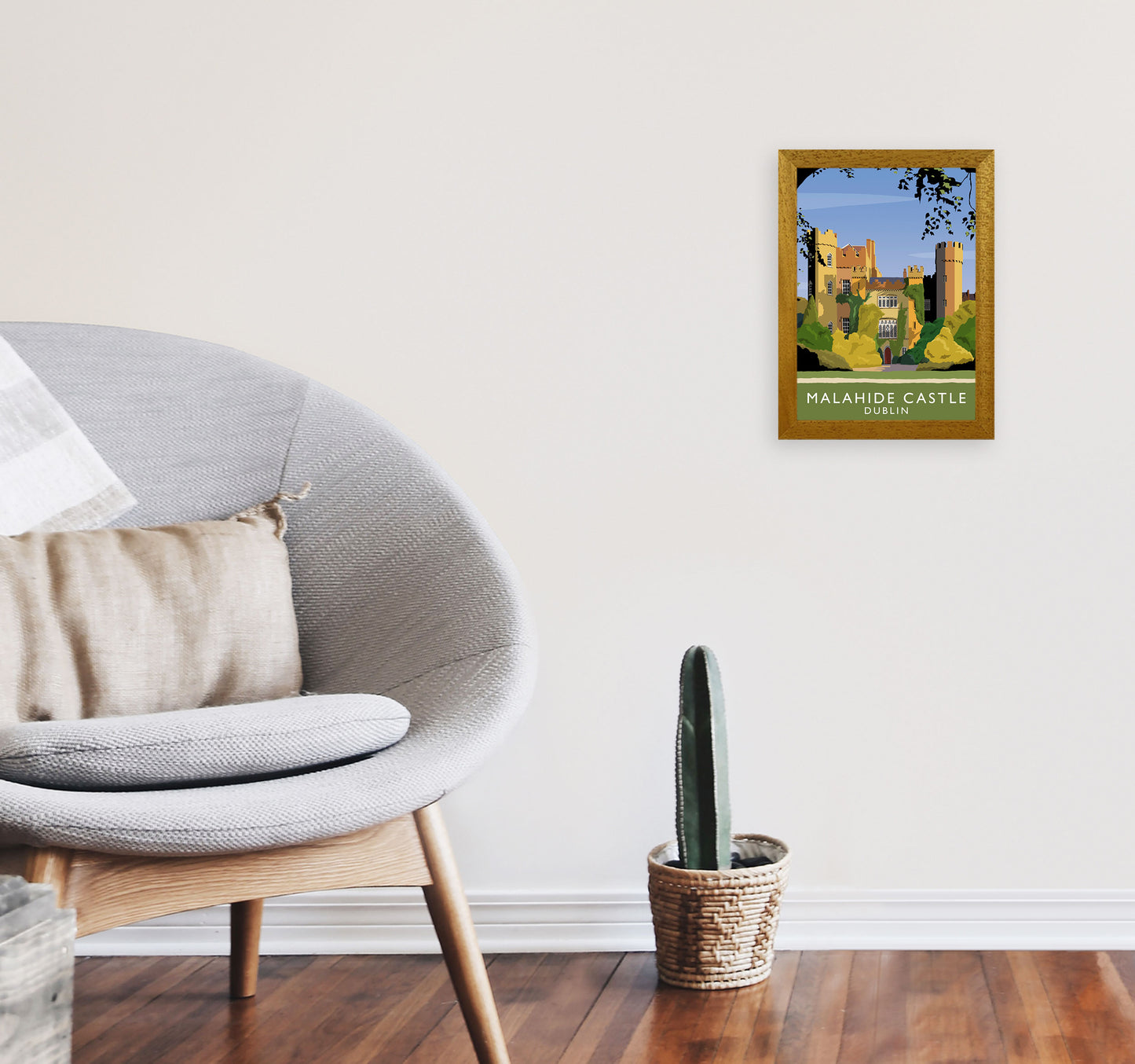 Malahide Castle Dublin Travel Art Print by Richard O'Neill, Framed Wall Art A4 Print Only