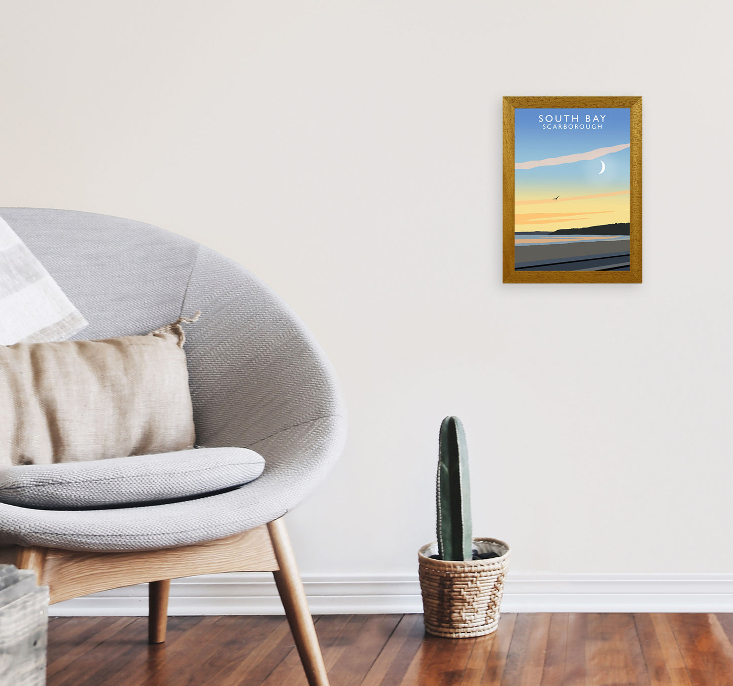 South Bay Scarborough Art Print by Richard O'Neill, Framed Wall Art A4 Print Only