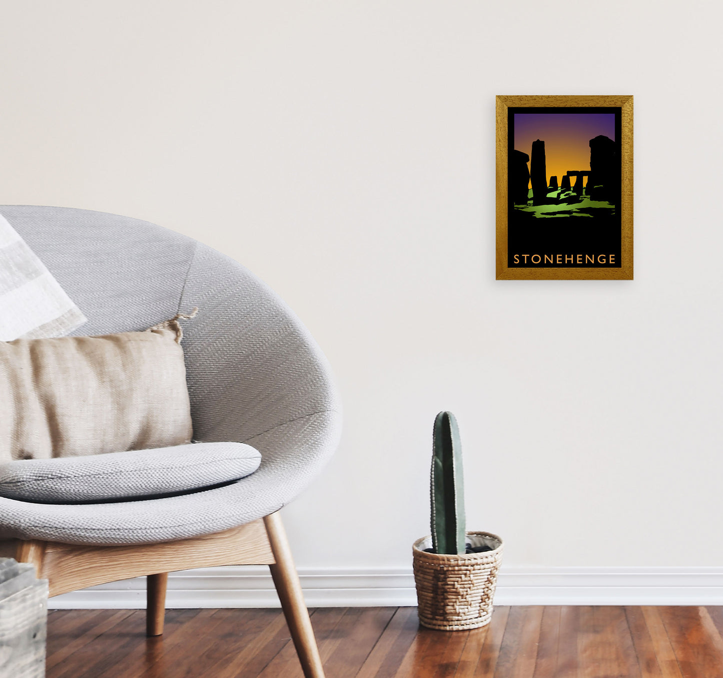 Stonehenge Travel Art Print by Richard O'Neill, Framed Wall Art A4 Print Only