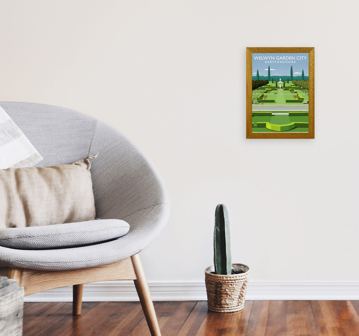 Welwyn Garden City Hertfordshire Travel Art Print by Richard O'Neill A4 Print Only