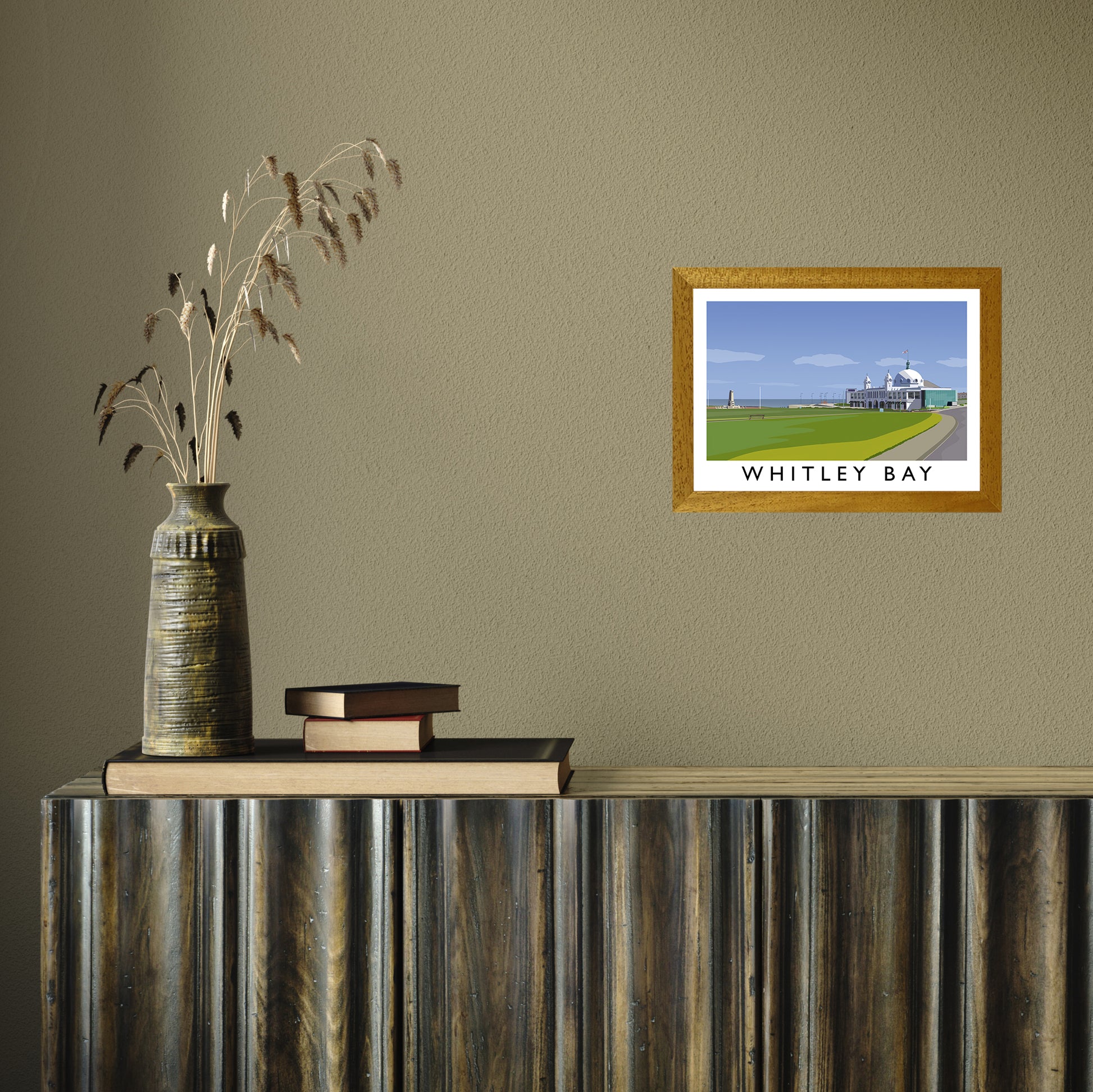 Whitley Bay by Richard O'Neill A4 Oak Frame