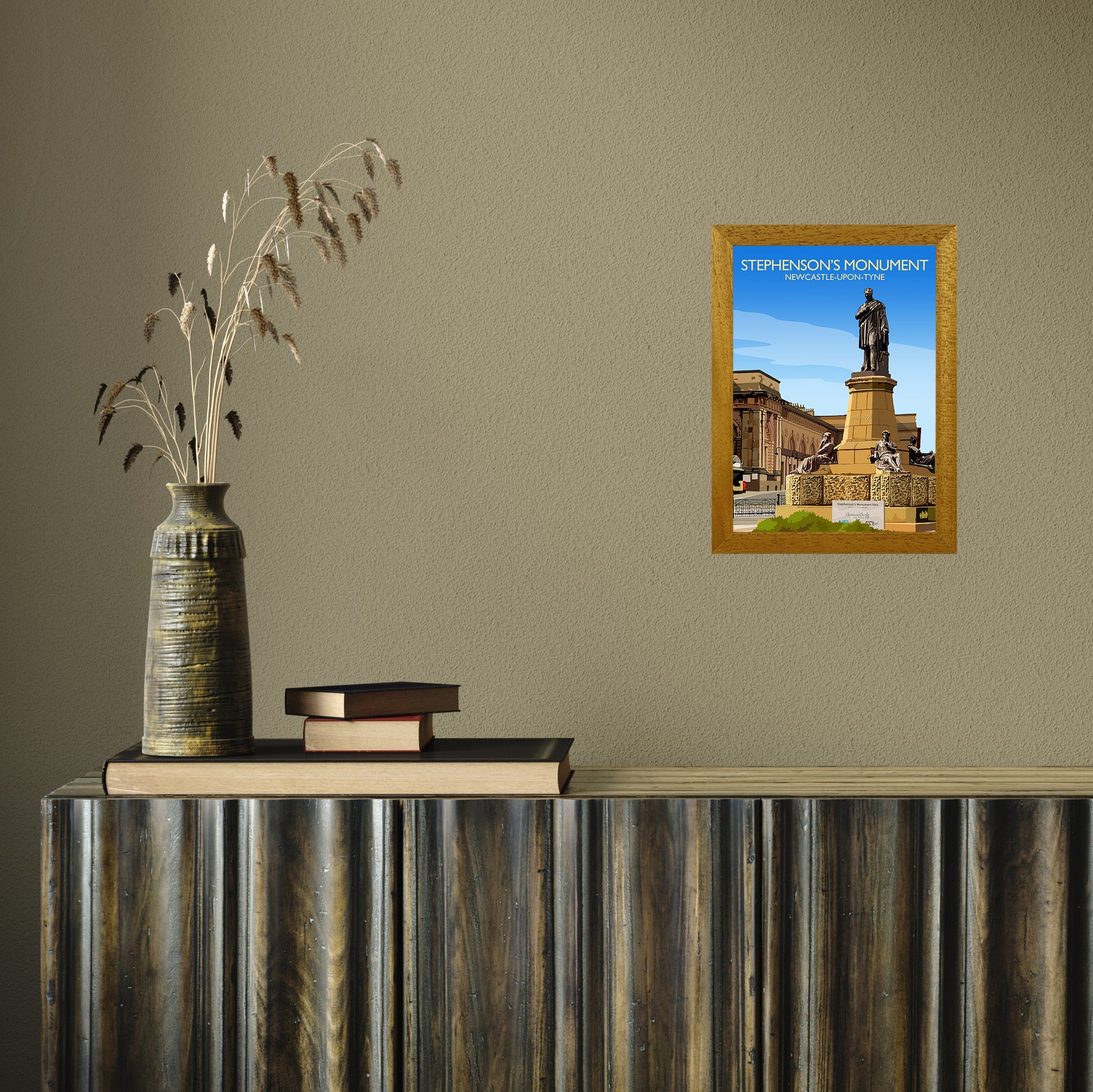 Stephenson's Monument by Richard O'Neill A4 Oak Frame